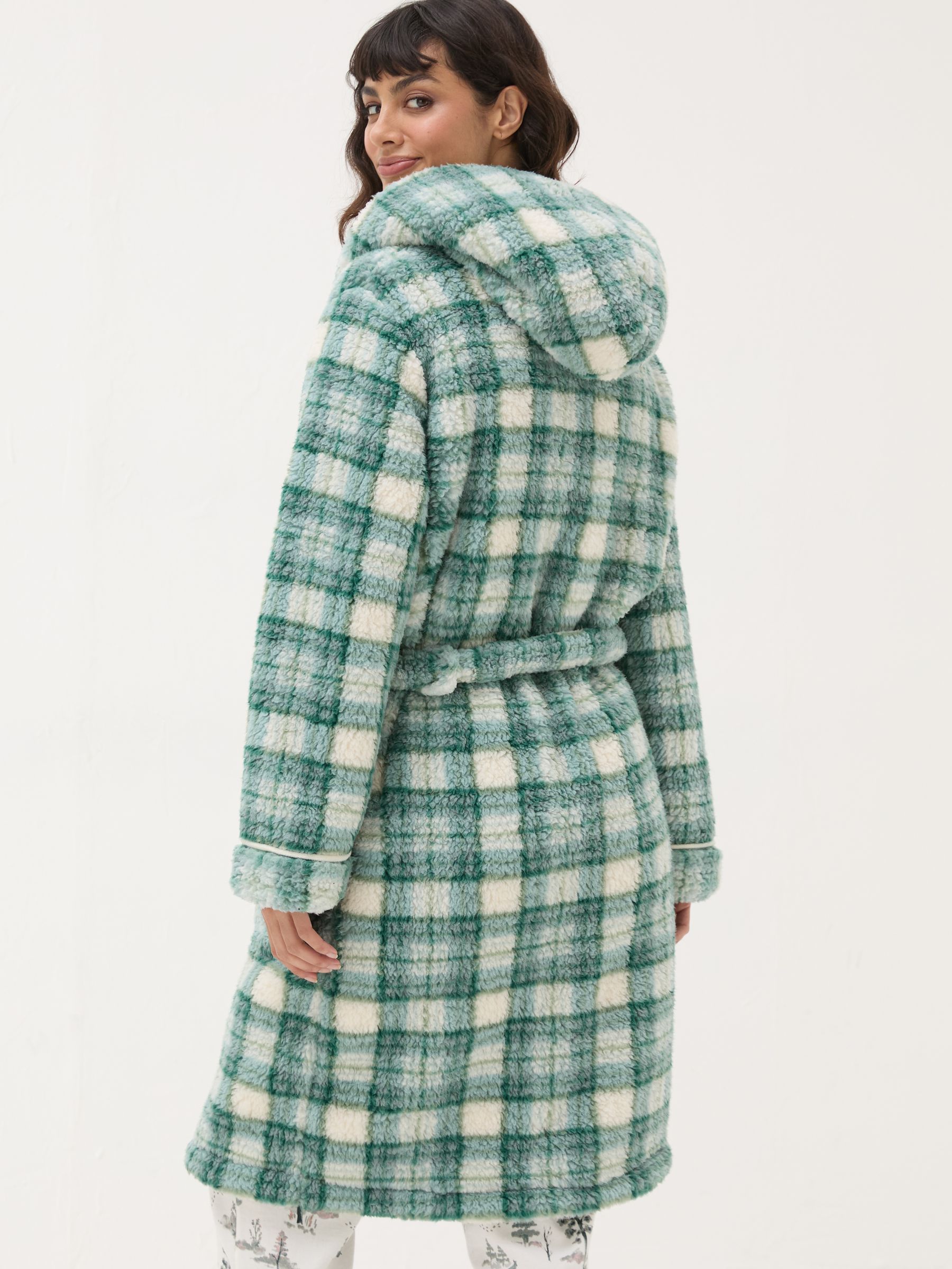 Borg Green Check Dressing Gown - Image 2 of 6