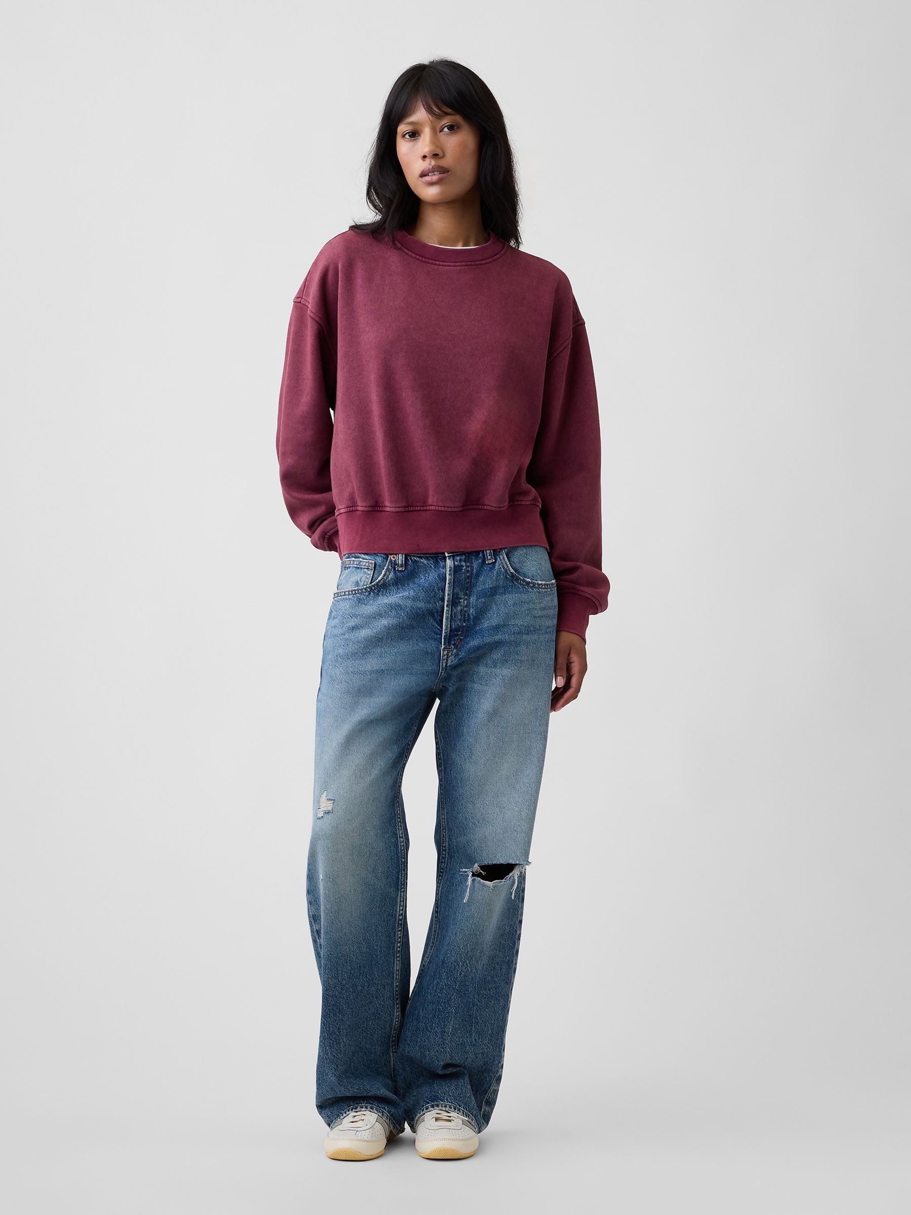 Brown Vintage Soft Oversized Split-Hem Sweatshirt - Image 3 of 4