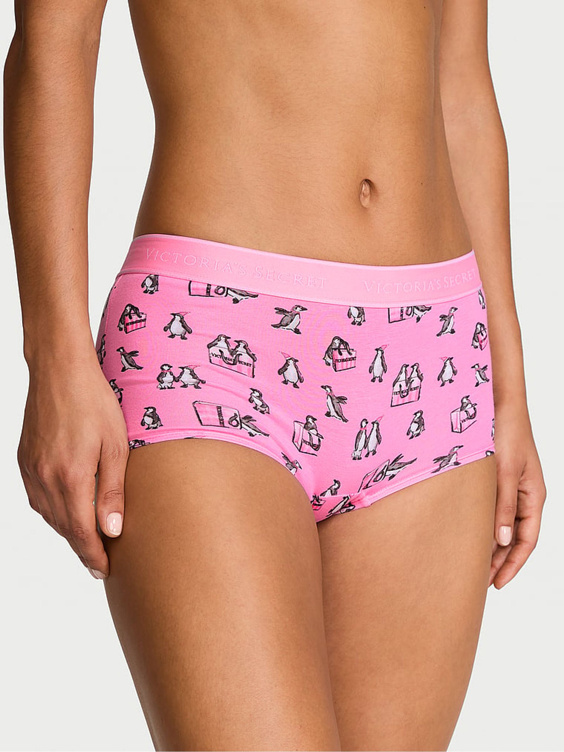 Christmas Pink Penguins Short Logo Knickers - Image 1 of 2