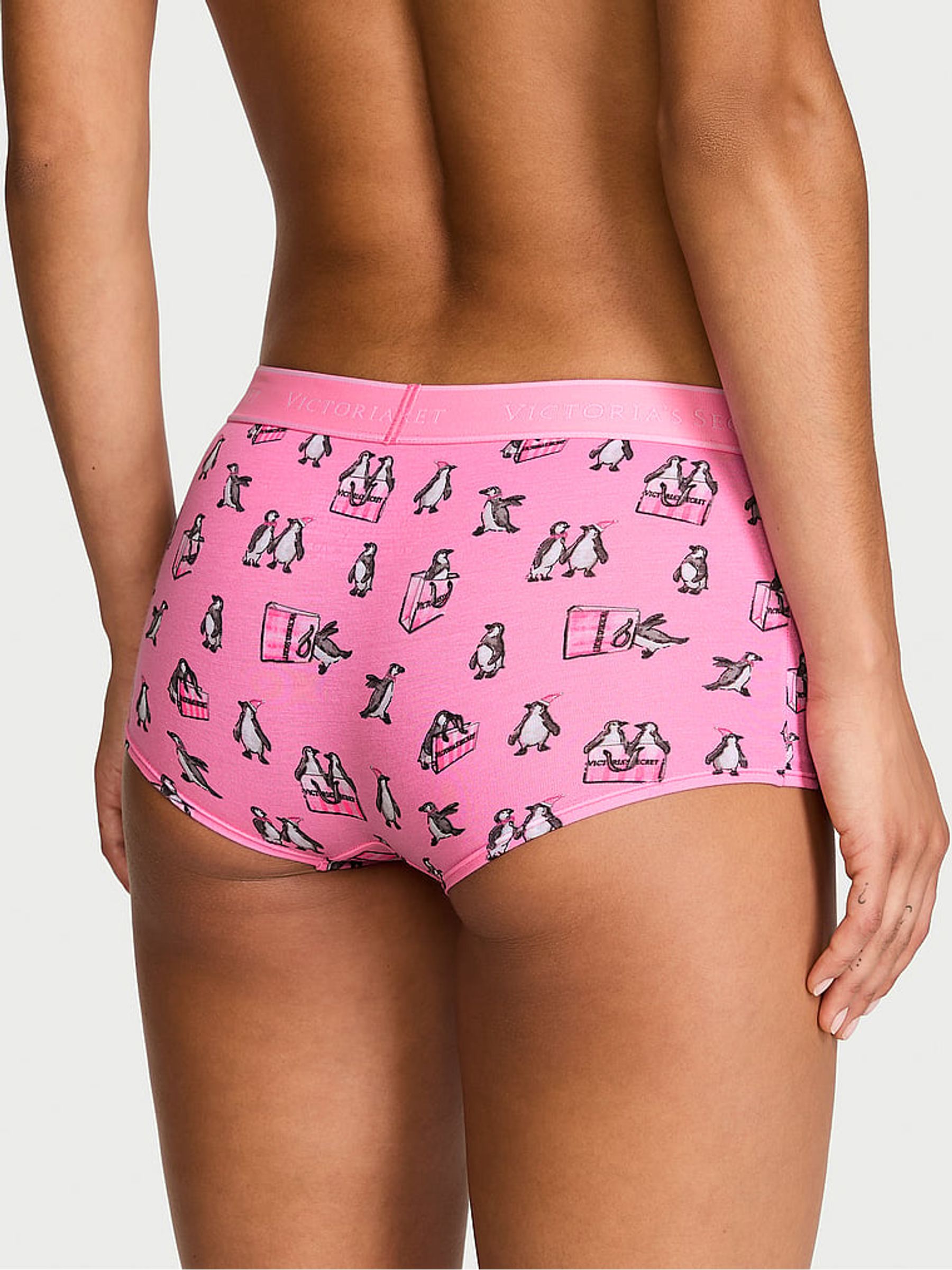 Christmas Pink Penguins Short Logo Knickers - Image 2 of 2