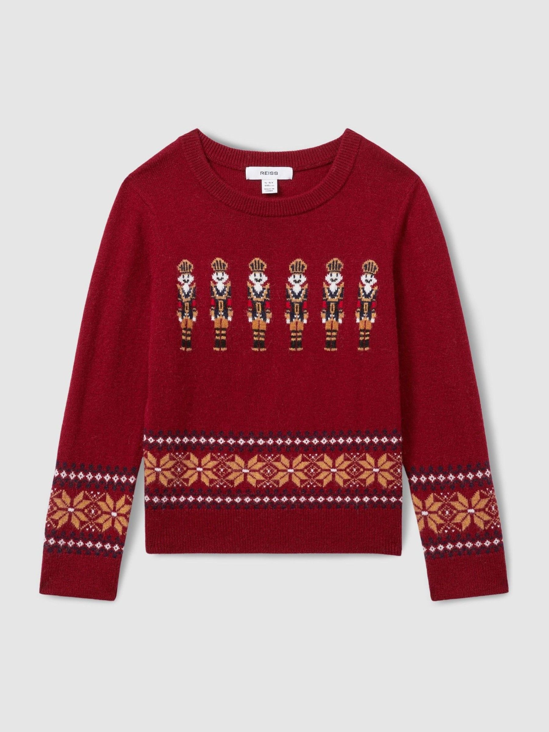 9-13 yrs Nutcracker-Intarsia Jumper with Wool and Alpaca in Red - Image 2 of 4