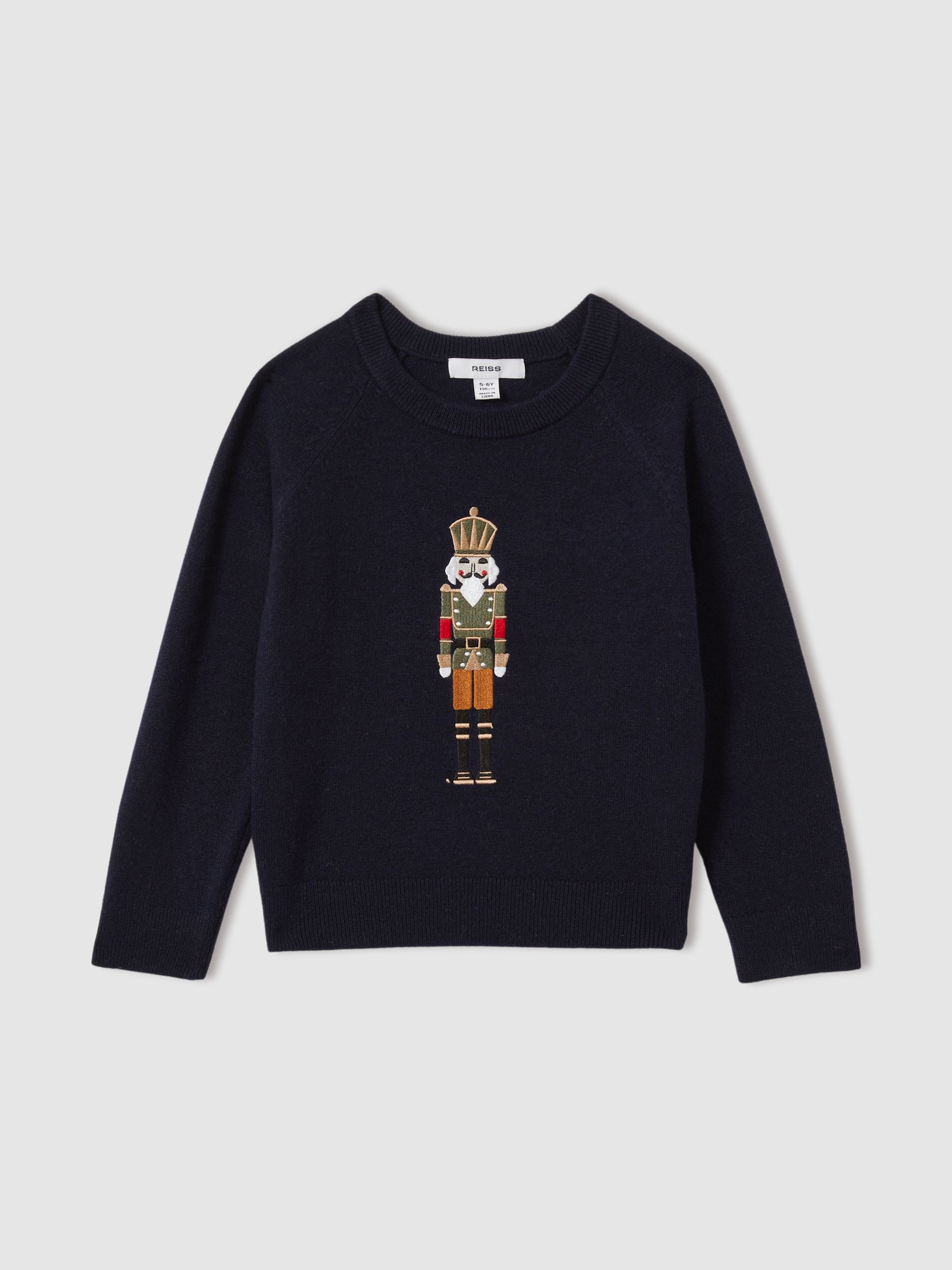 9-13 yrs Intarsia Knit Nutcracker Jumper in Navy - Image 2 of 4