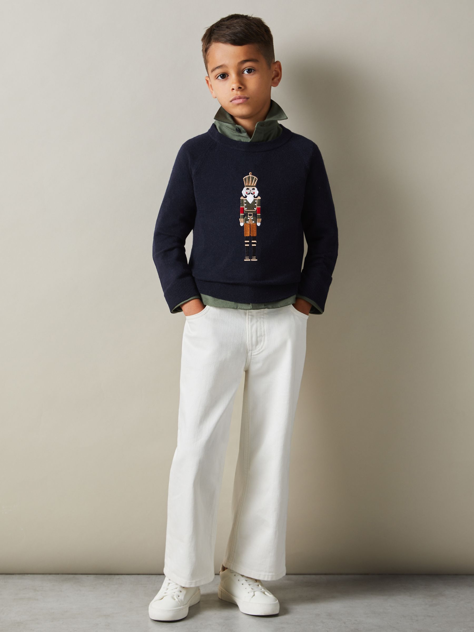 9-13 yrs Intarsia Knit Nutcracker Jumper in Navy - Image 3 of 4