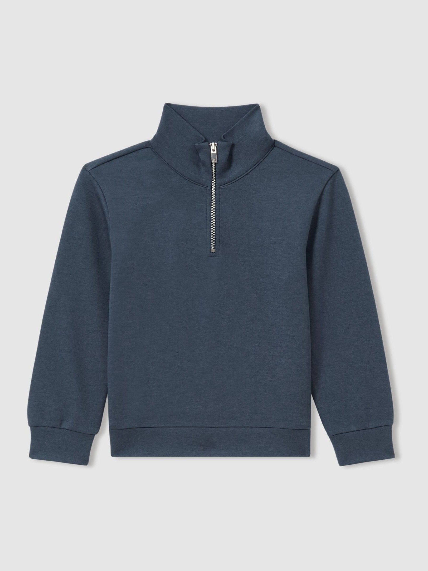 9-13 yrs Interlock-Jersey Half-Zip Sweatshirt in Dark Diesel Blue - Image 1 of 3