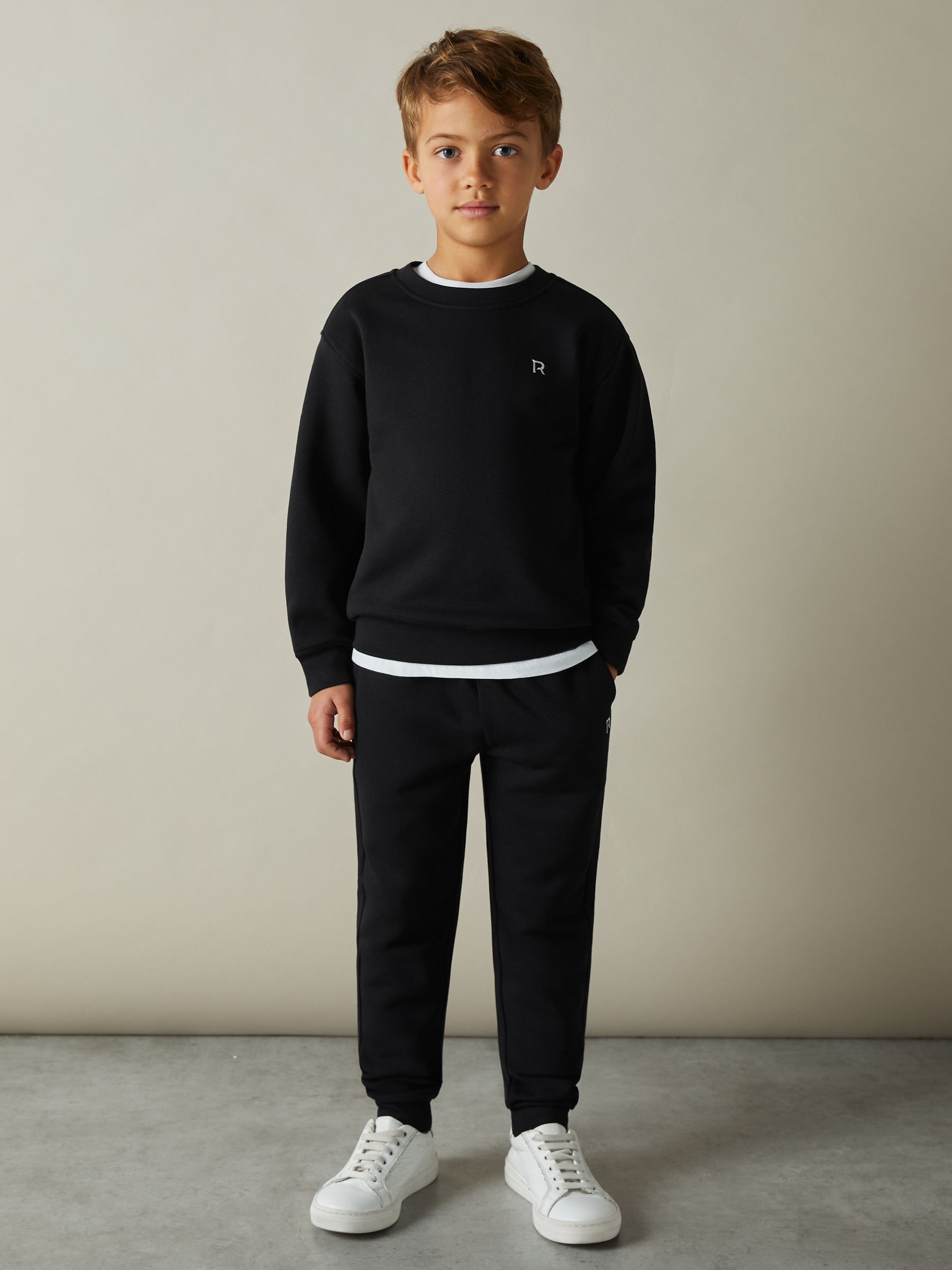 3-9 yrs Cotton-Blend Sweatshirt and Joggers Set in Black - Image 1 of 4