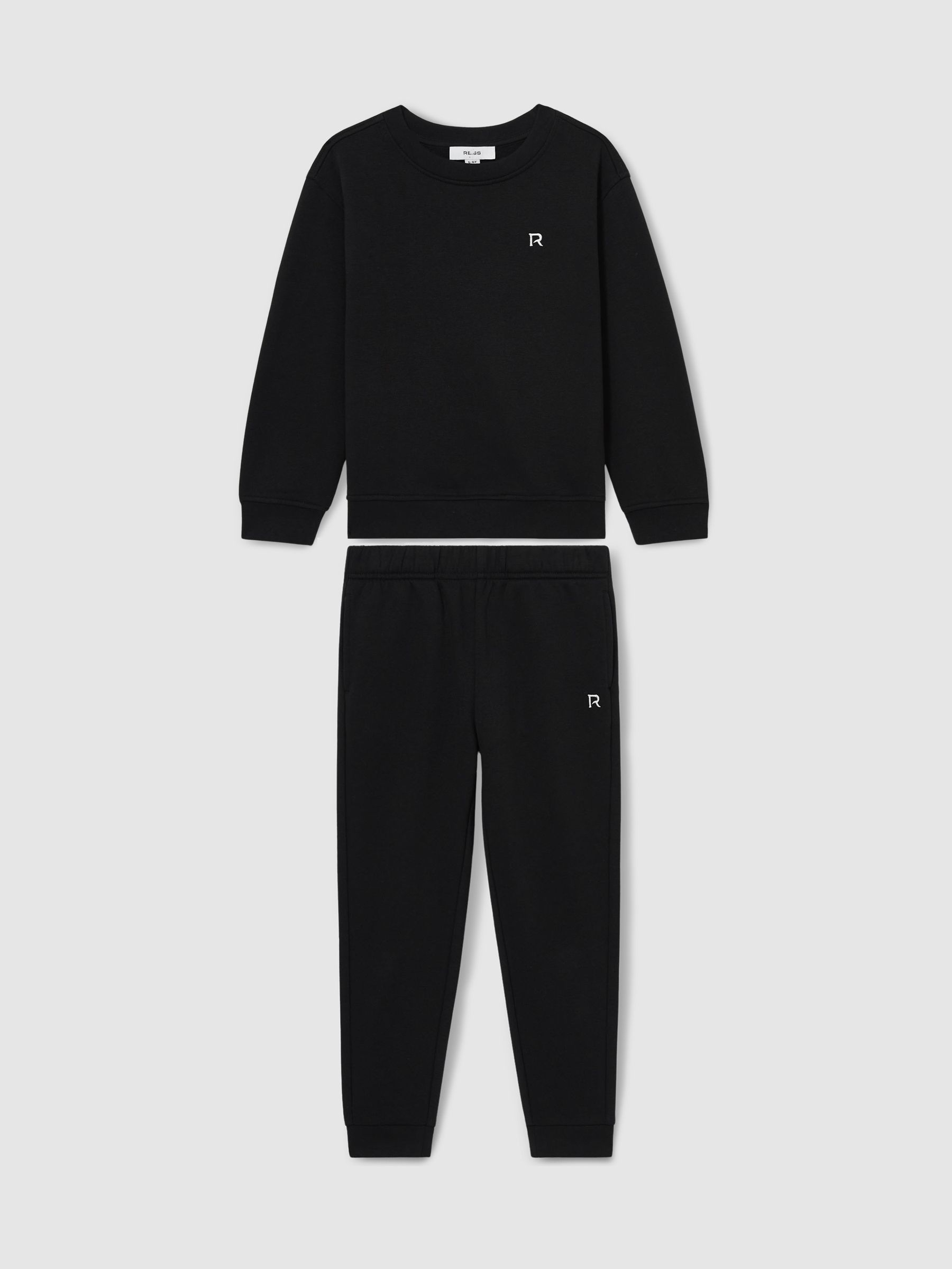 3-9 yrs Cotton-Blend Sweatshirt and Joggers Set in Black - Image 2 of 4