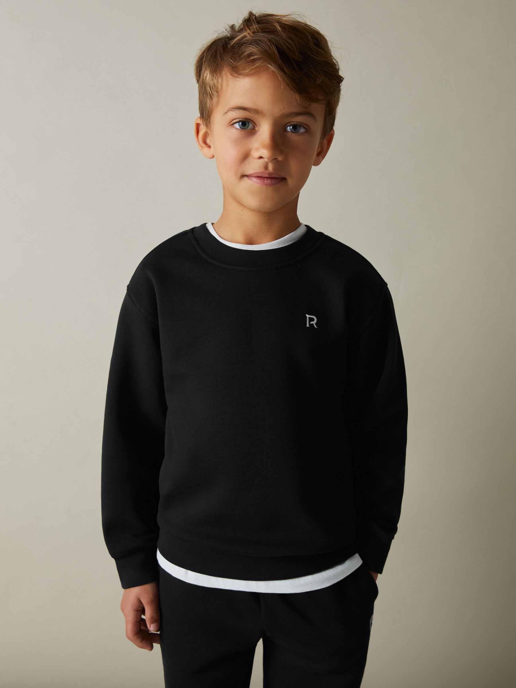 3-9 yrs Cotton-Blend Sweatshirt and Joggers Set in Black - Image 3 of 4
