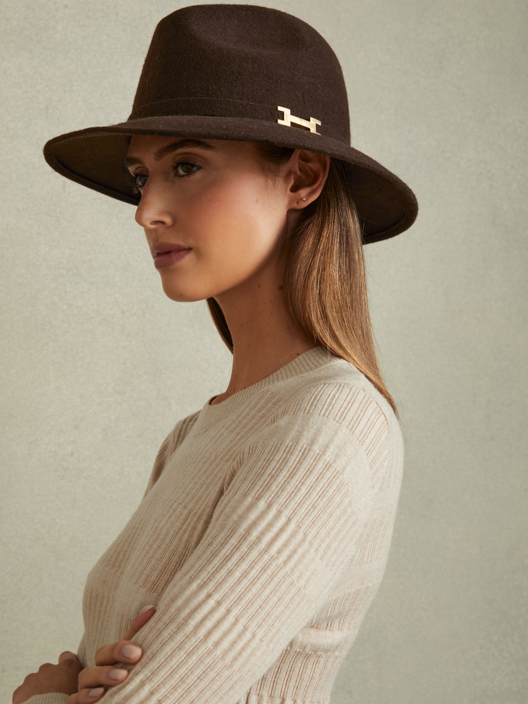 Wool Fedora in Chocolate - Image 2 of 4