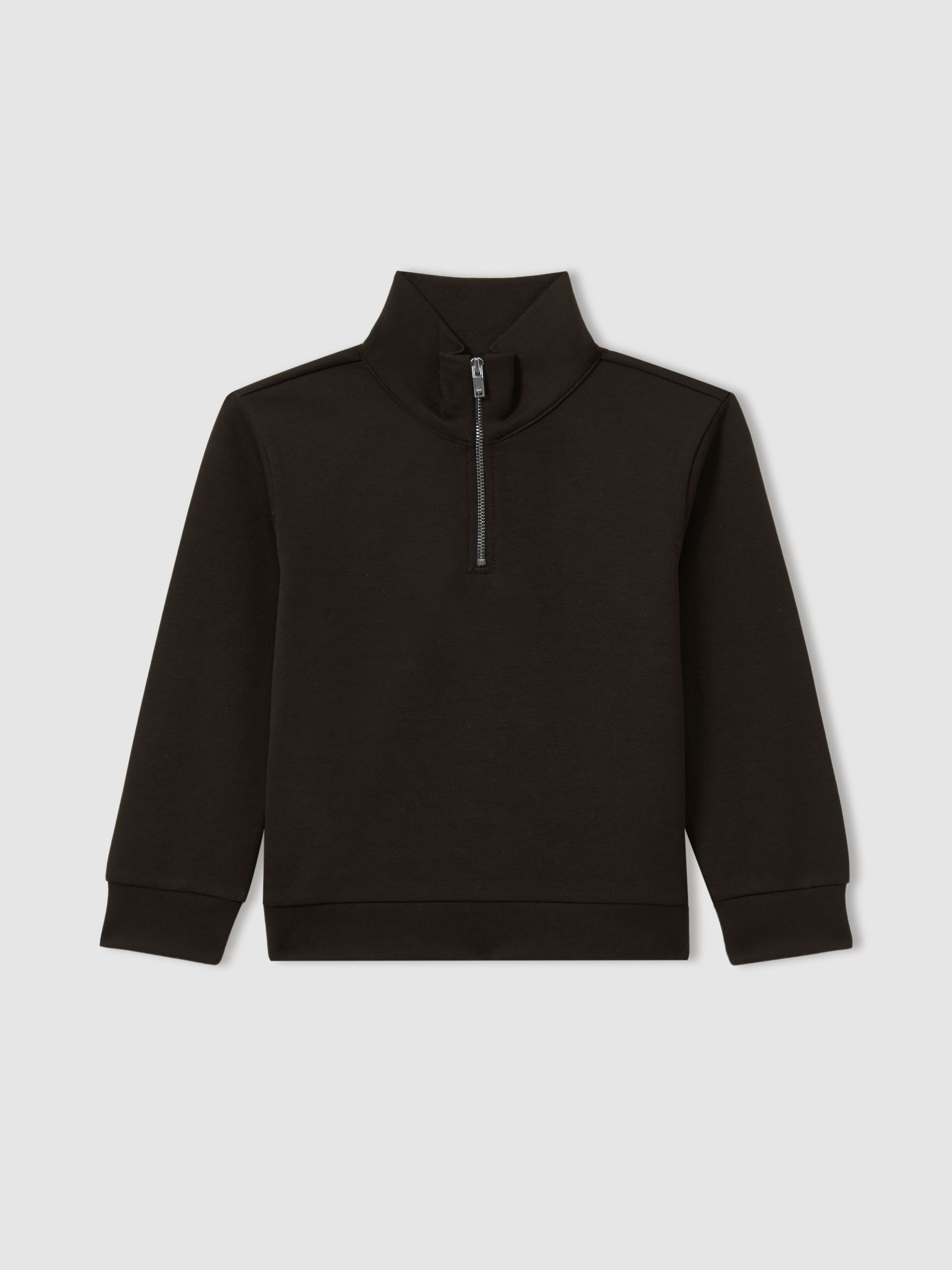9-13 yrs Interlock-Jersey Half-Zip Sweatshirt in Chocolate Brown - Image 4 of 4