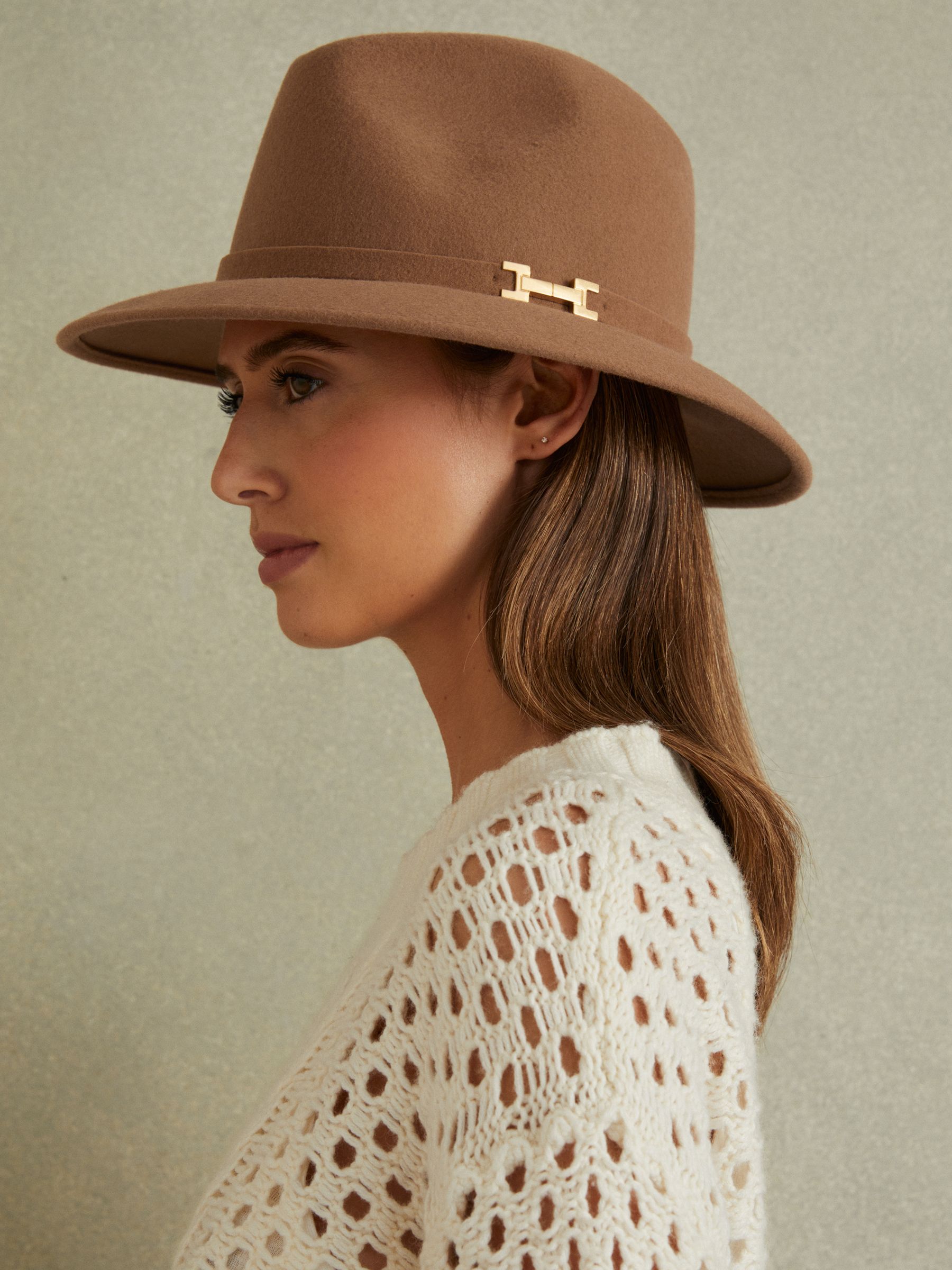 Wool Fedora in Camel - Image 2 of 4