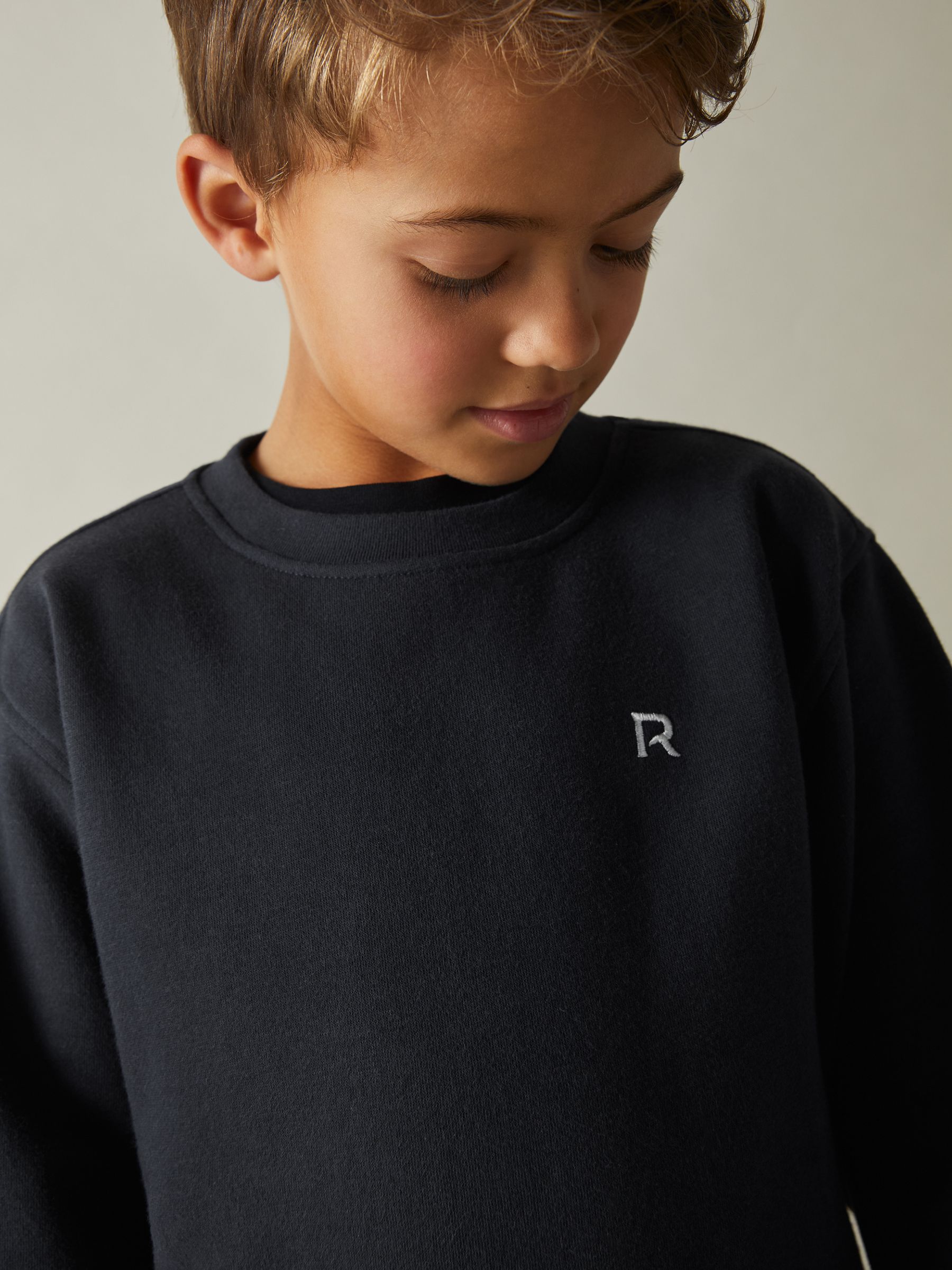3-9 yrs Cotton-Blend Sweatshirt and Joggers Set in Navy - Image 3 of 4