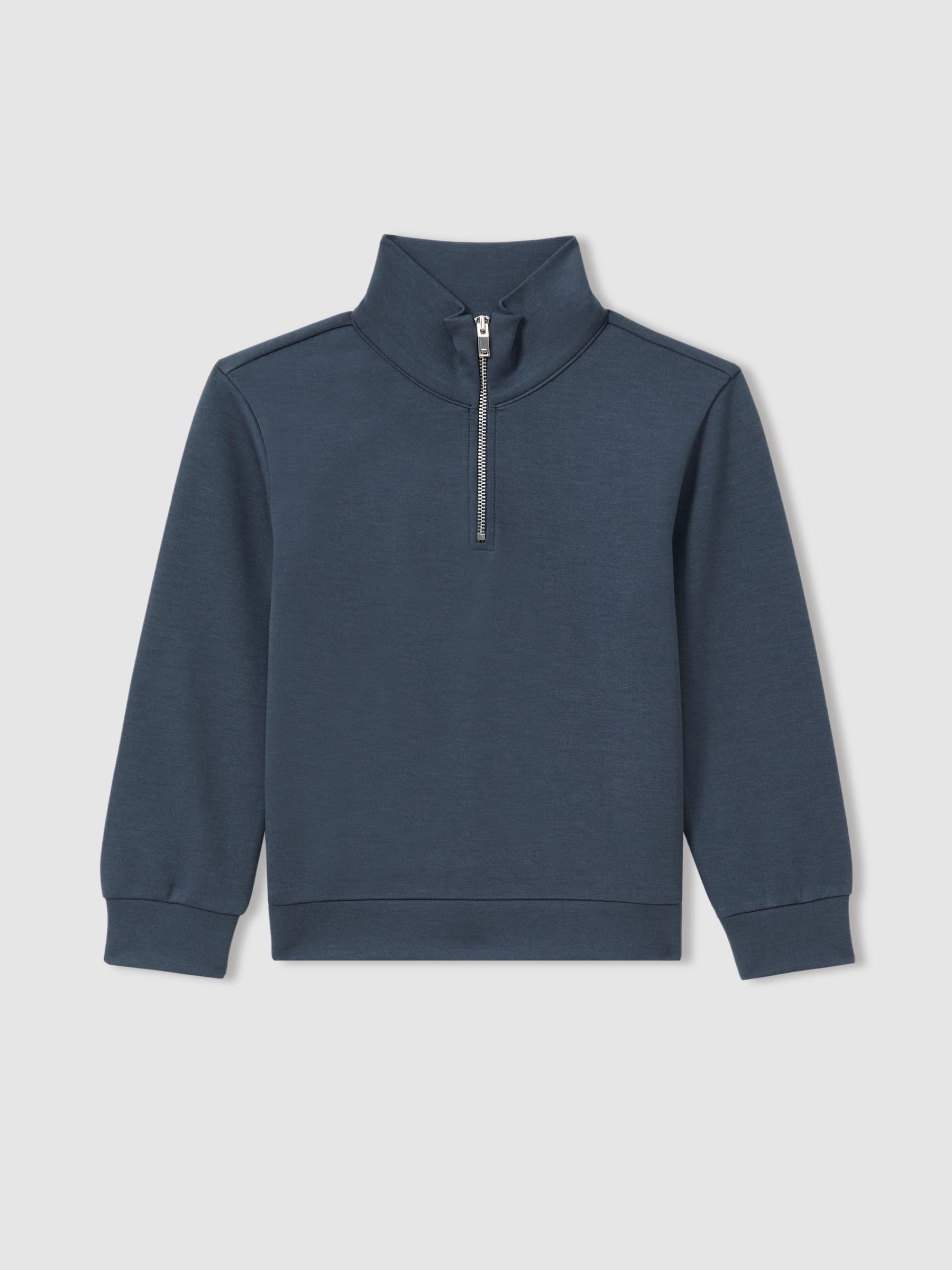 3-9 yrs Interlock-Jersey Half-Zip Sweatshirt in Dark Diesel Blue - Image 1 of 4