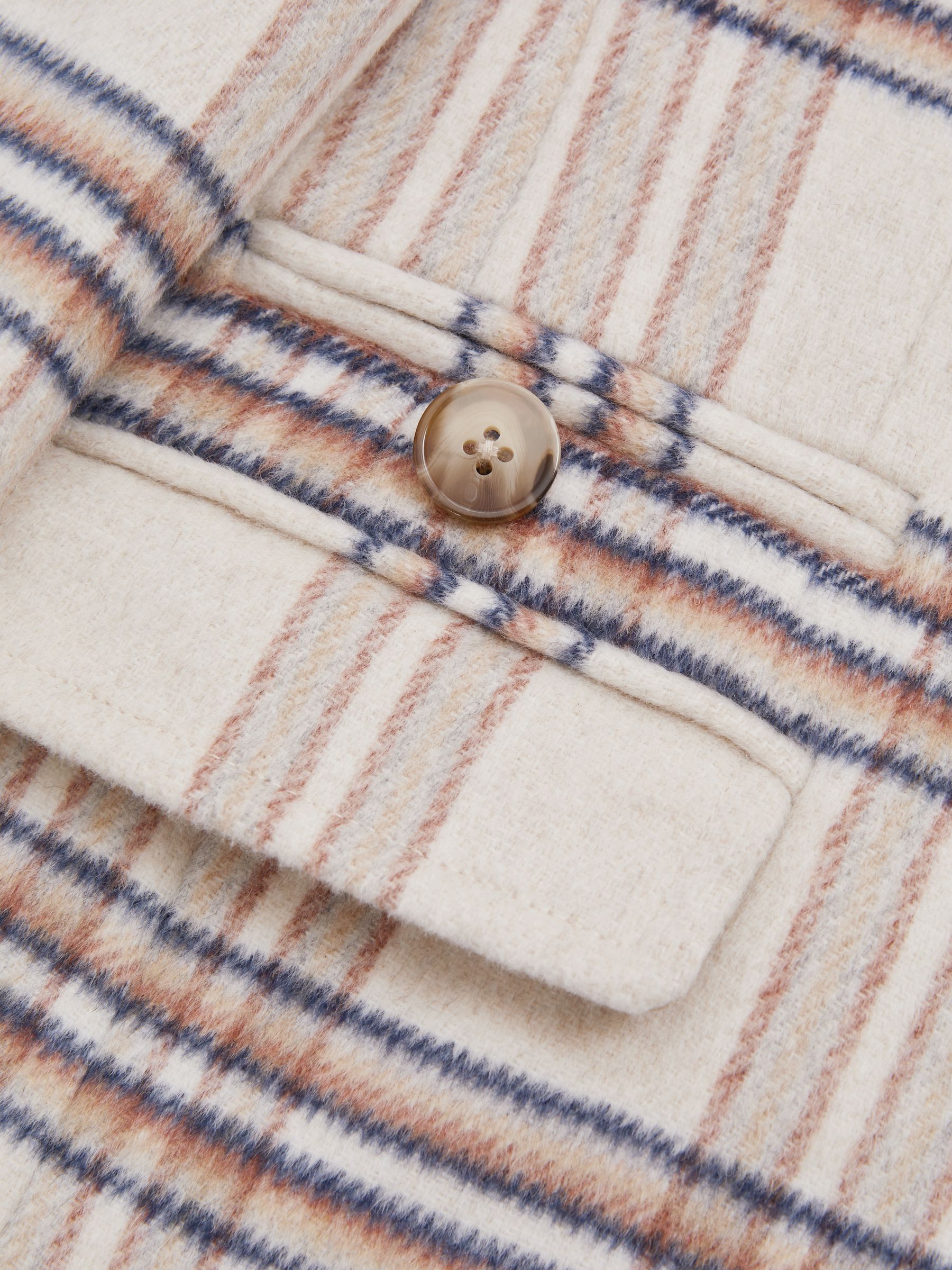 4-9 yrs Wool Blend Checked Asymmetric Funnel Neck Coat in Brown - Image 4 of 4