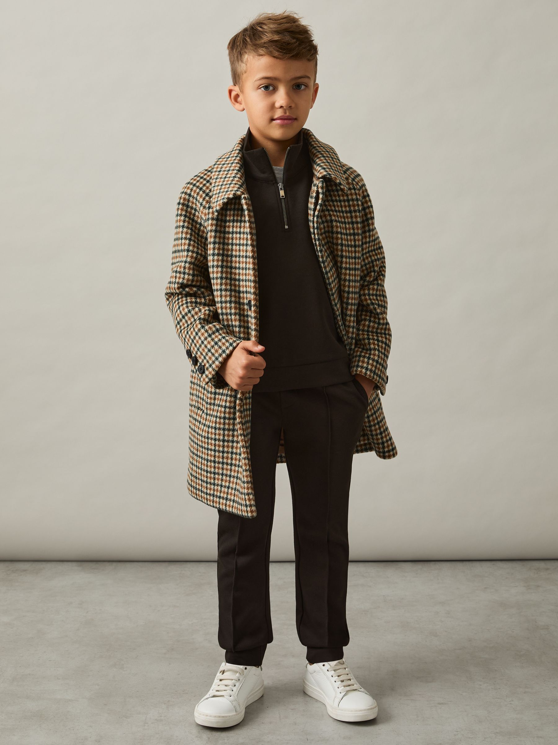 3-9 yrs Interlock-Jersey Half-Zip Sweatshirt in Chocolate Brown - Image 3 of 4