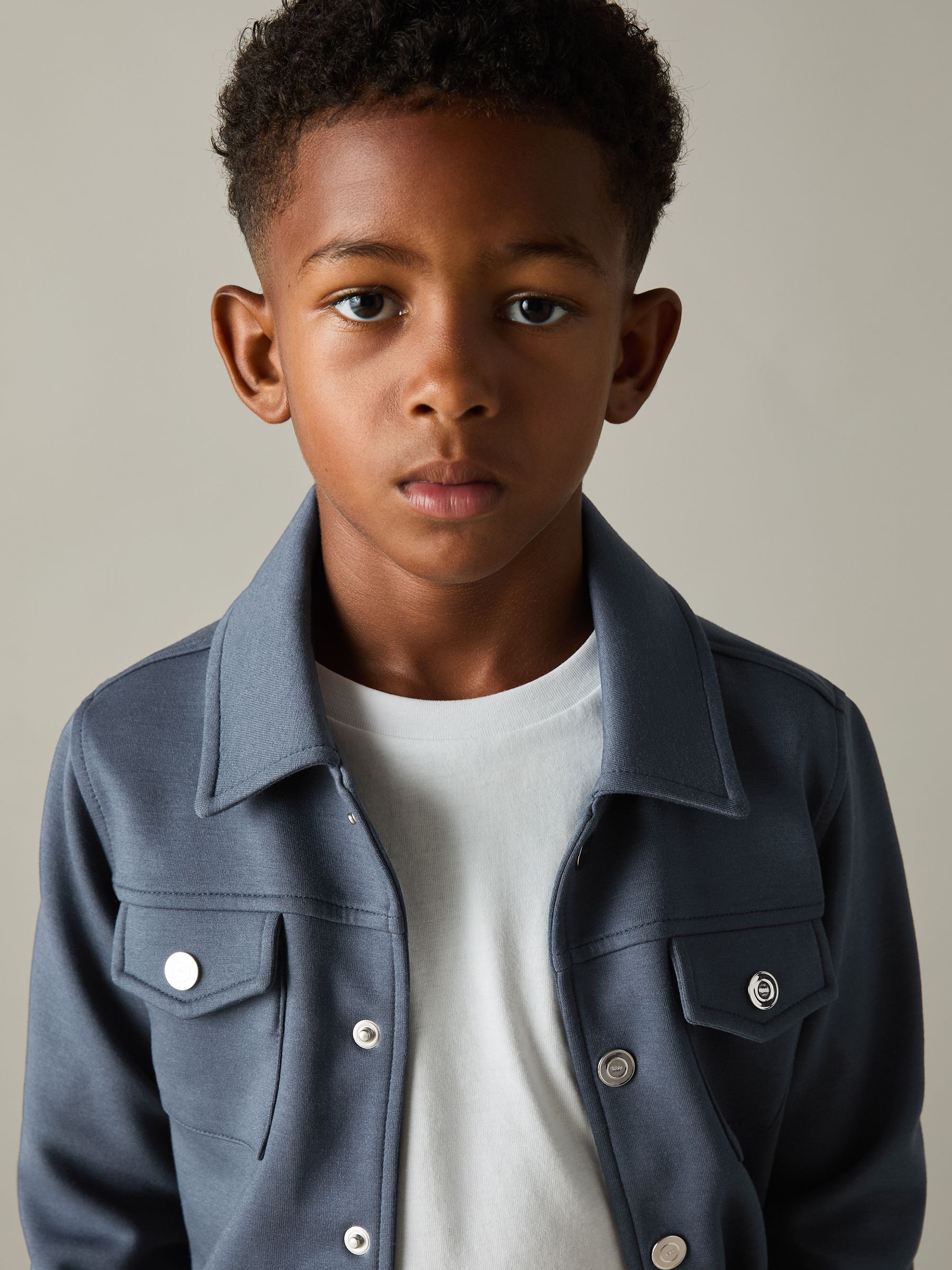 3-9 yrs Interlock-Jersey Overshirt in Dark Diesel Blue - Image 3 of 4