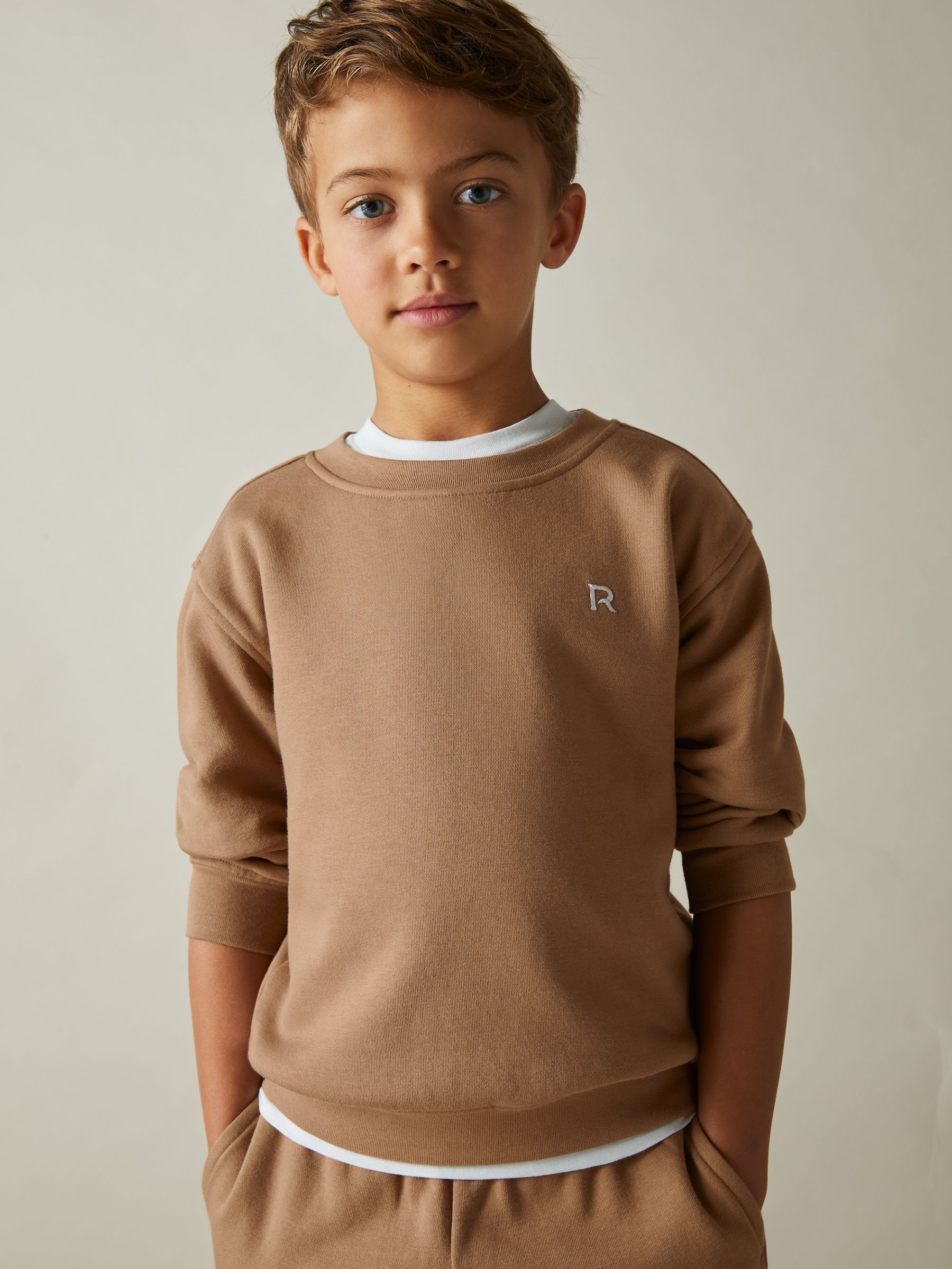 3-9 yrs Cotton-Blend Sweatshirt and Joggers Set in Camel - Image 2 of 3