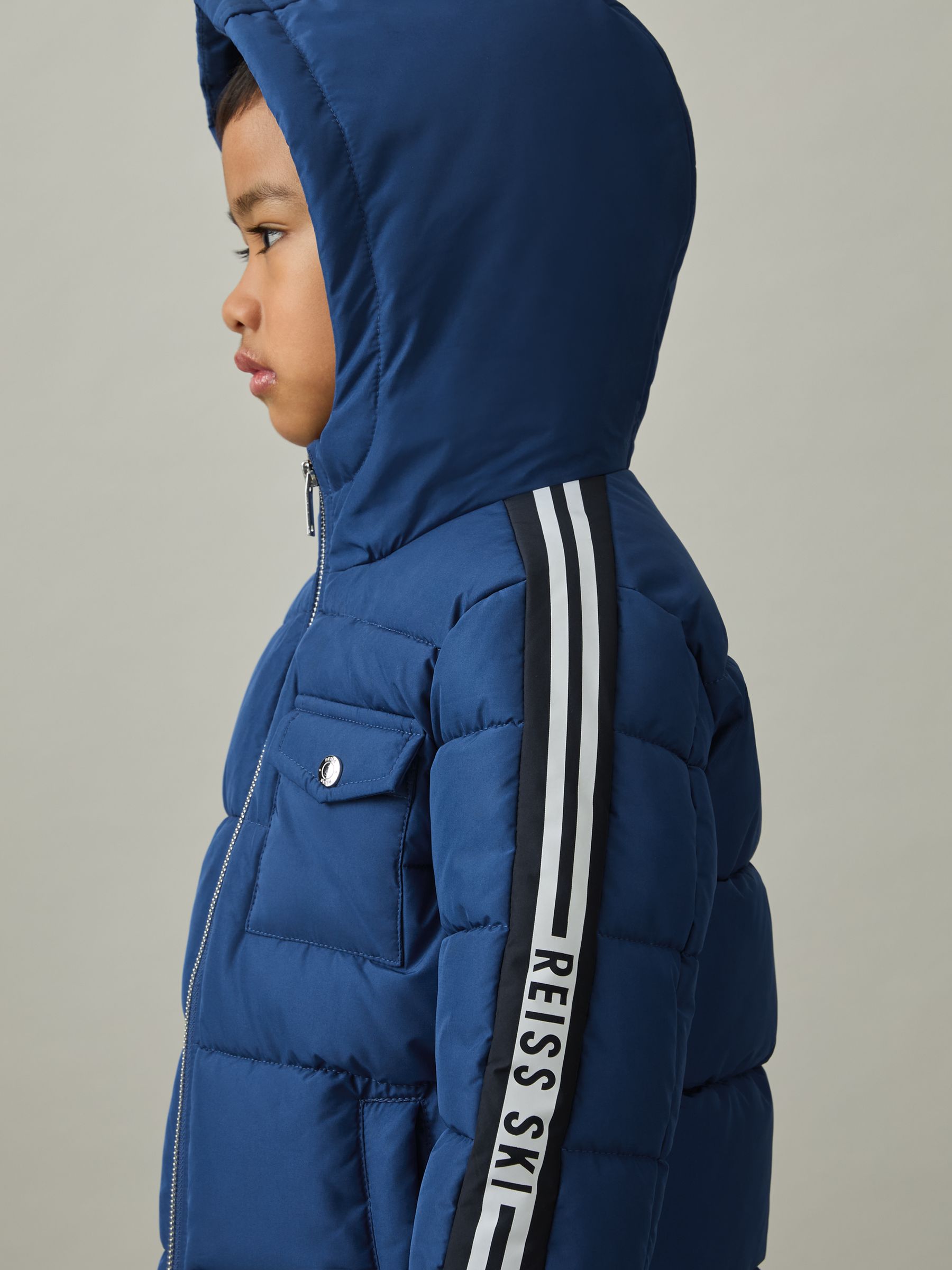 9-13 yrs Fleece-Collar Quilted-Shell Jacket in Airforce Blue - Image 1 of 4