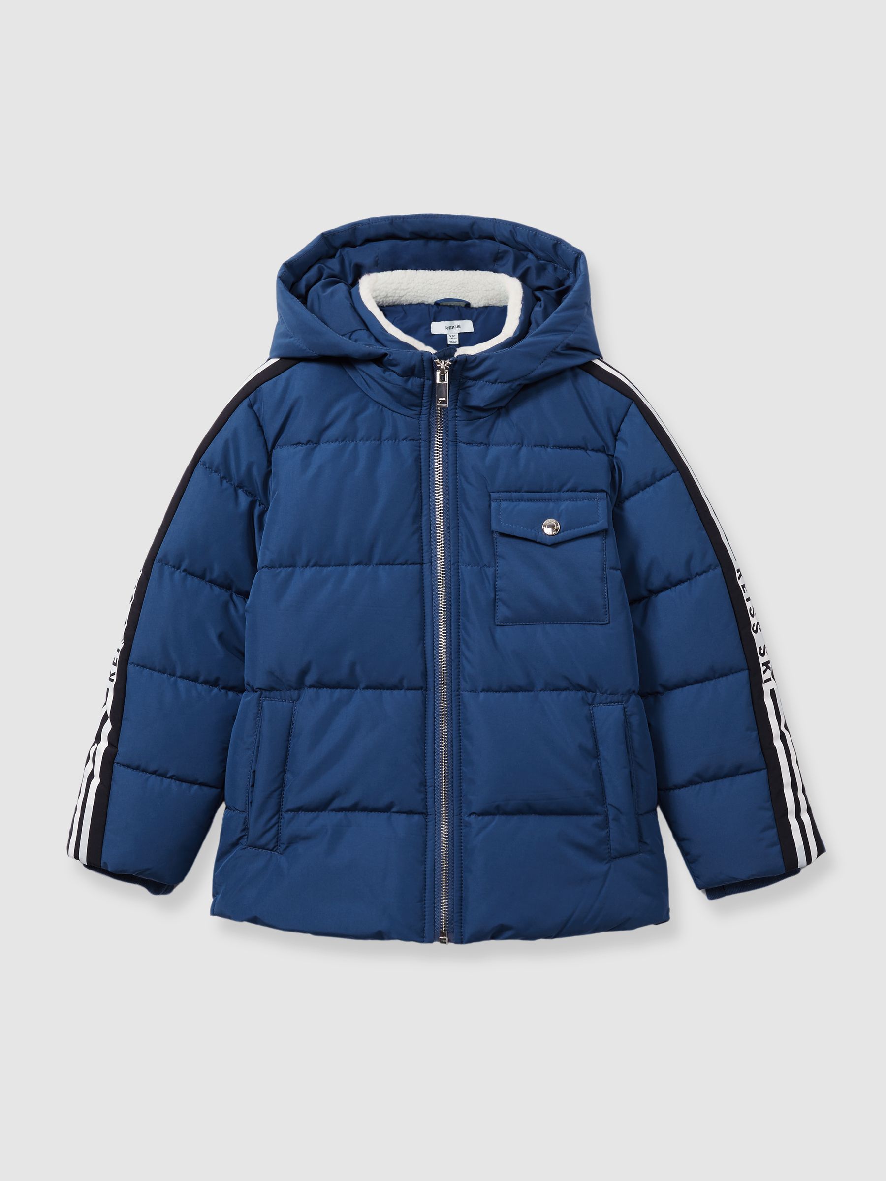 9-13 yrs Fleece-Collar Quilted-Shell Jacket in Airforce Blue - Image 2 of 4