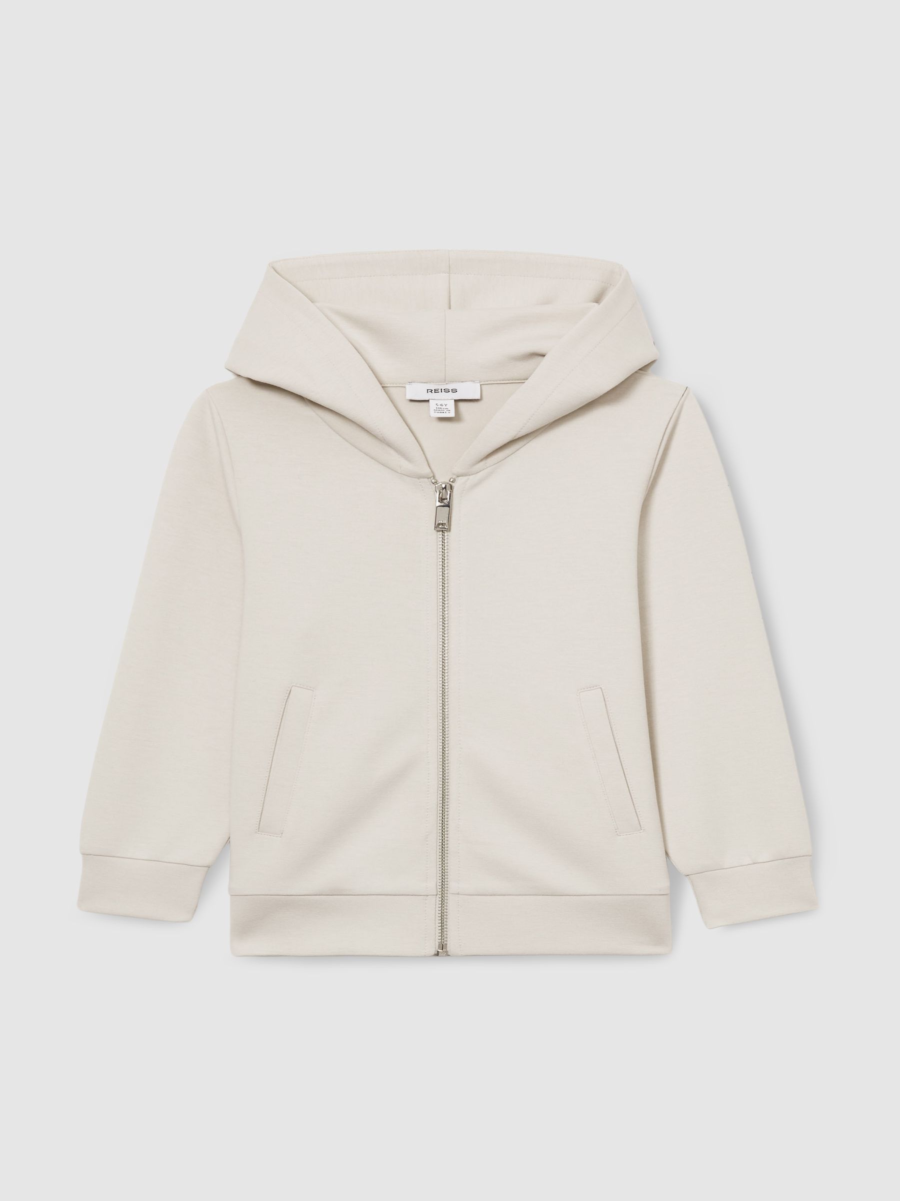 9-13 yrs Zipped Interlock-Jersey Hoodie in Cement - Image 2 of 4