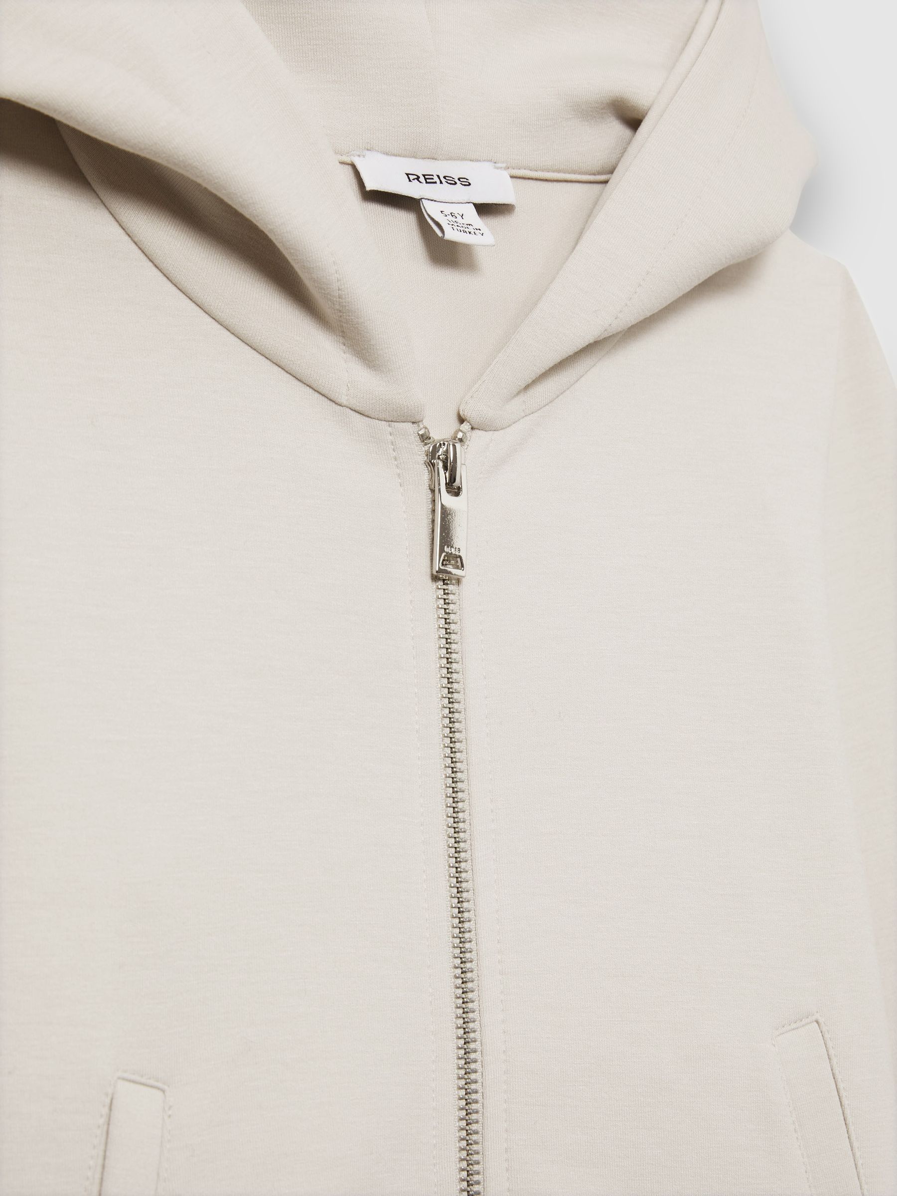 9-13 yrs Zipped Interlock-Jersey Hoodie in Cement - Image 2 of 3