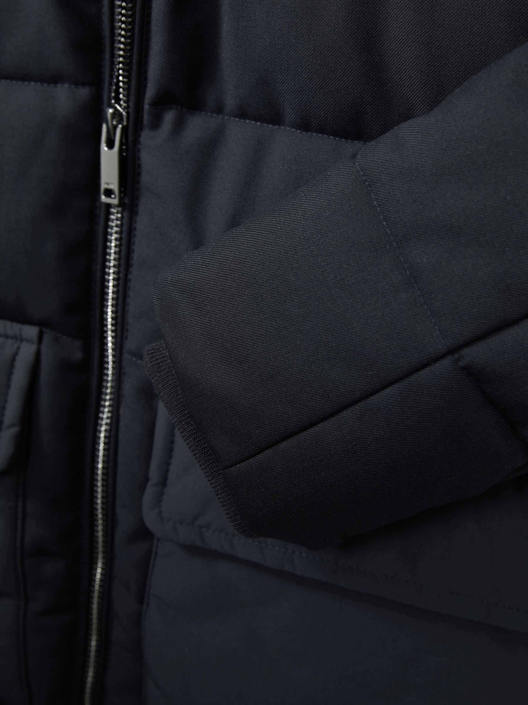 3-9 yrs Hooded Twill and Shell Puffer Jacket in Navy - Image 4 of 4