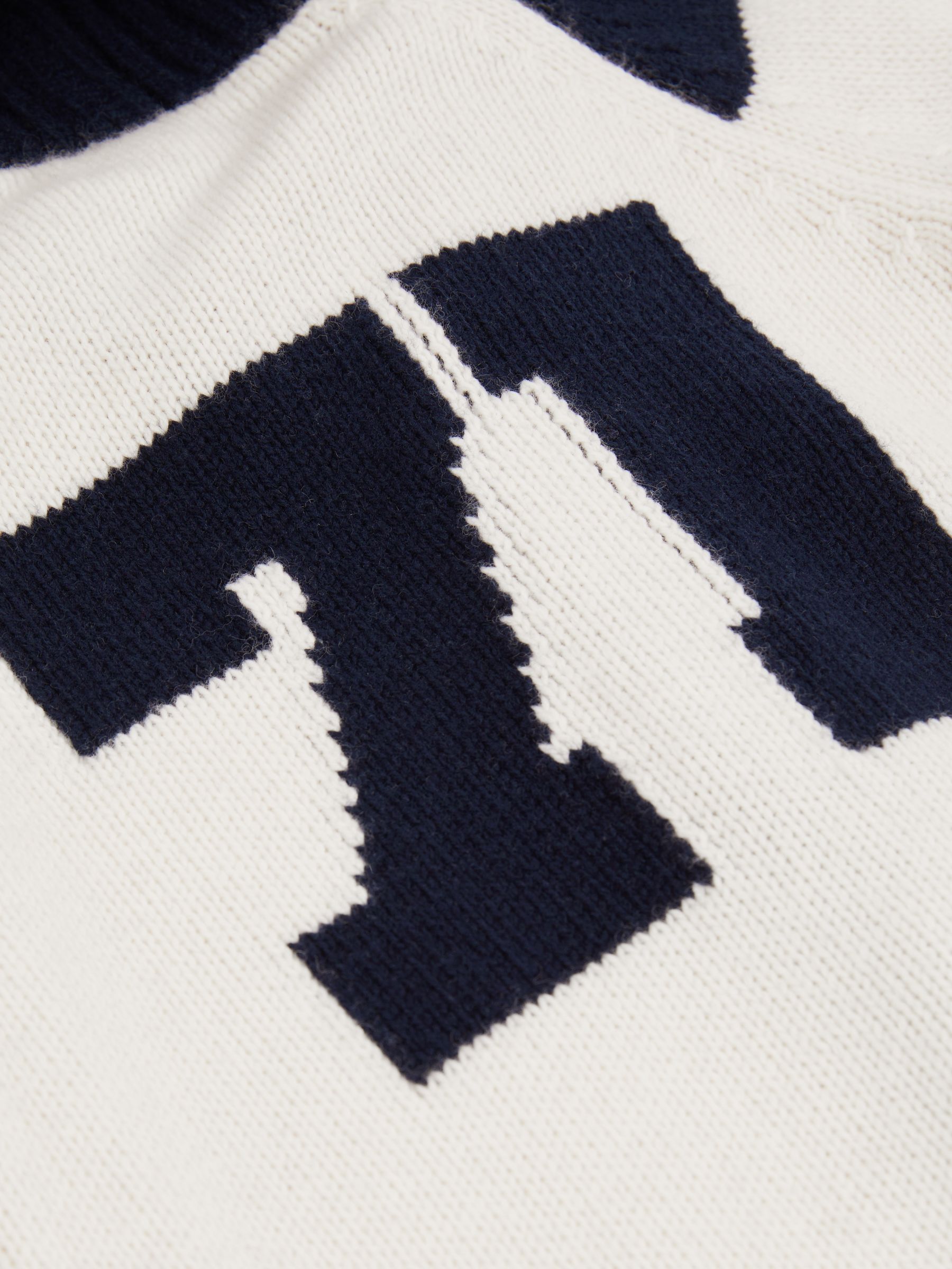 Knitted Varsity Cardigan in Off White/Navy - Image 5 of 5