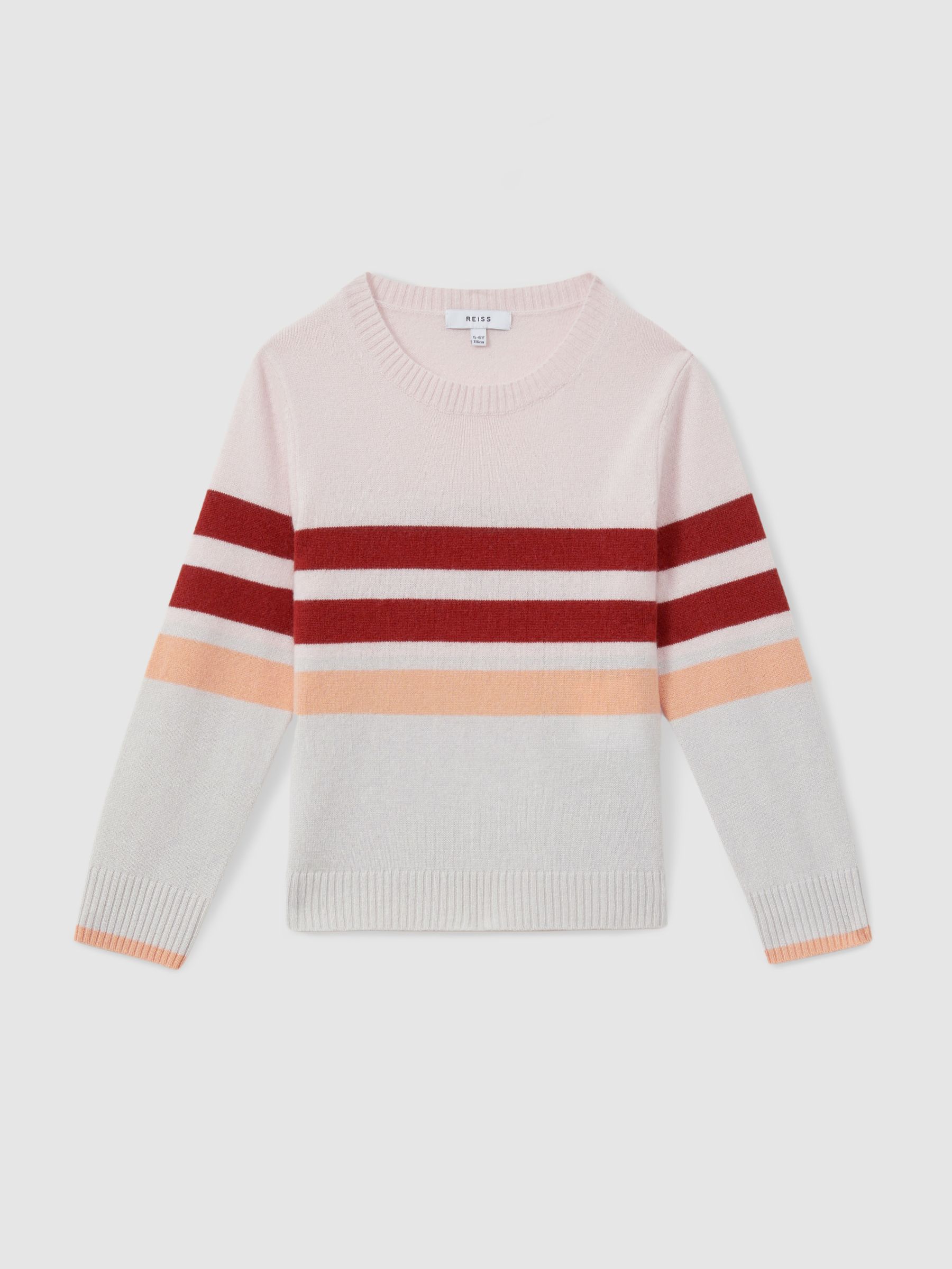 4-9 yrs Wool Blend Striped Crew Neck Jumper in Pink - Image 2 of 4