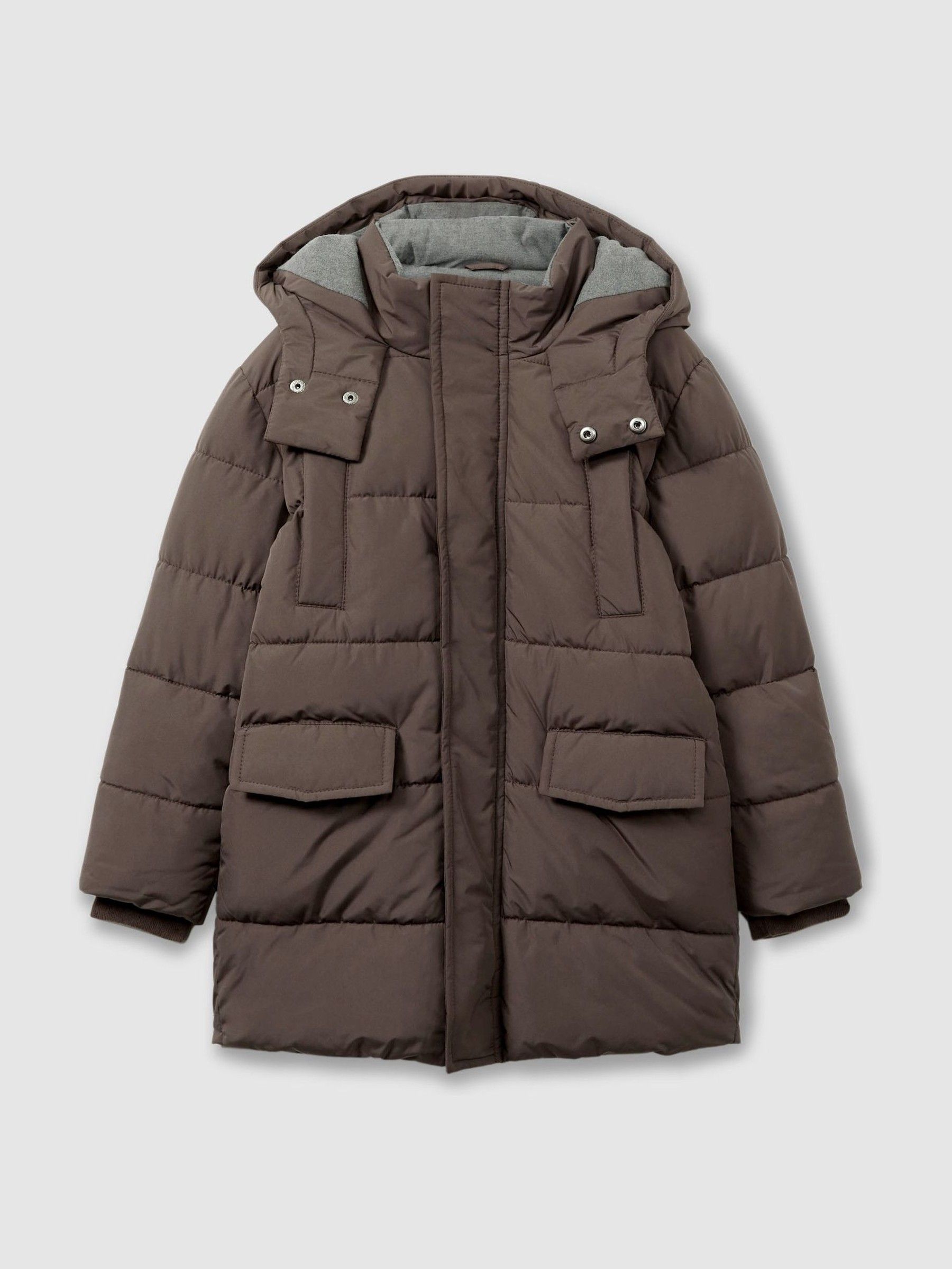 3-9 yrs Patch-Pocket Quilted Puffer Jacket in Chocolate Brown - Image 2 of 4