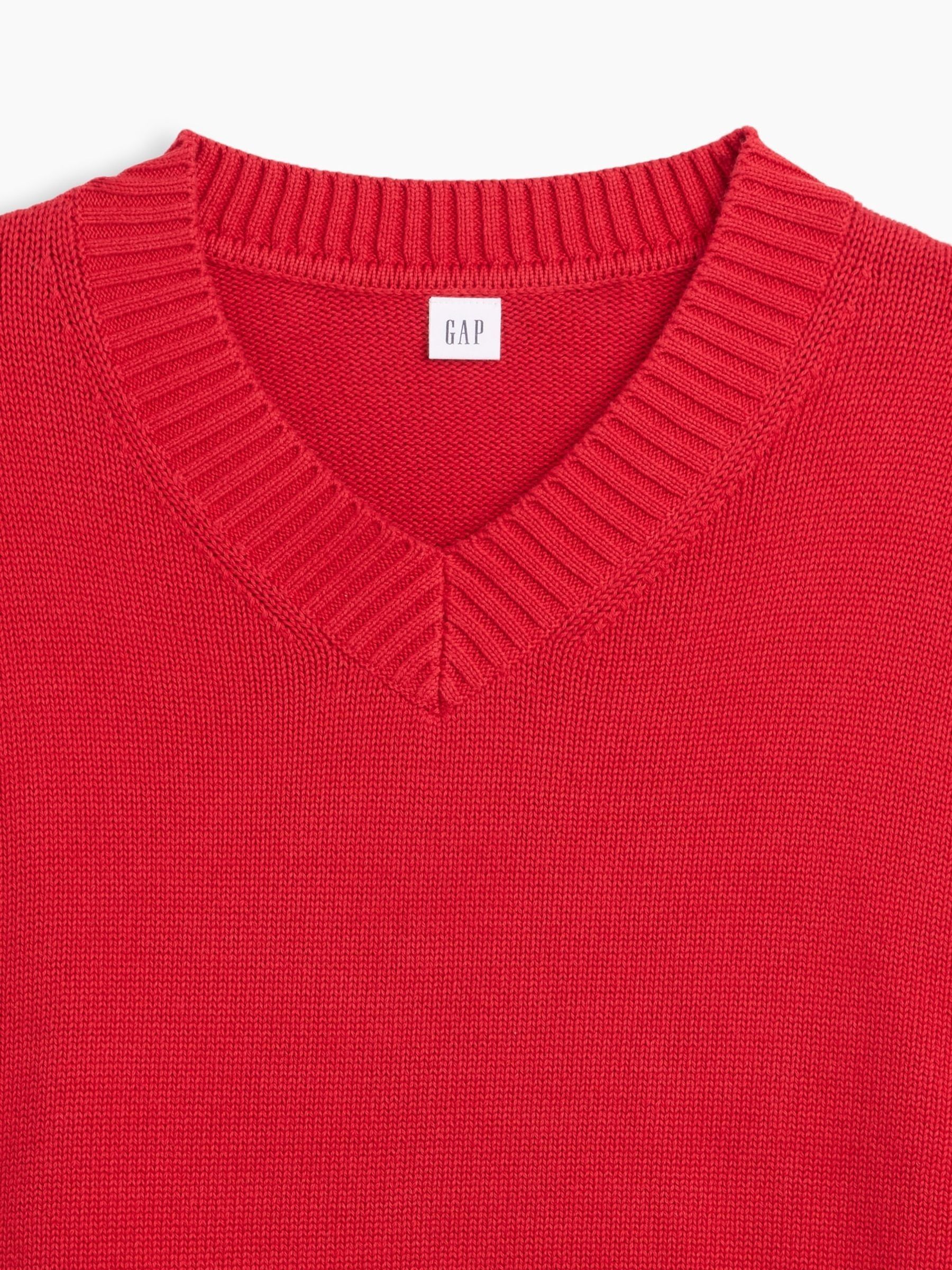 Red Oversized V-Neck Jumper - Image 5 of 5