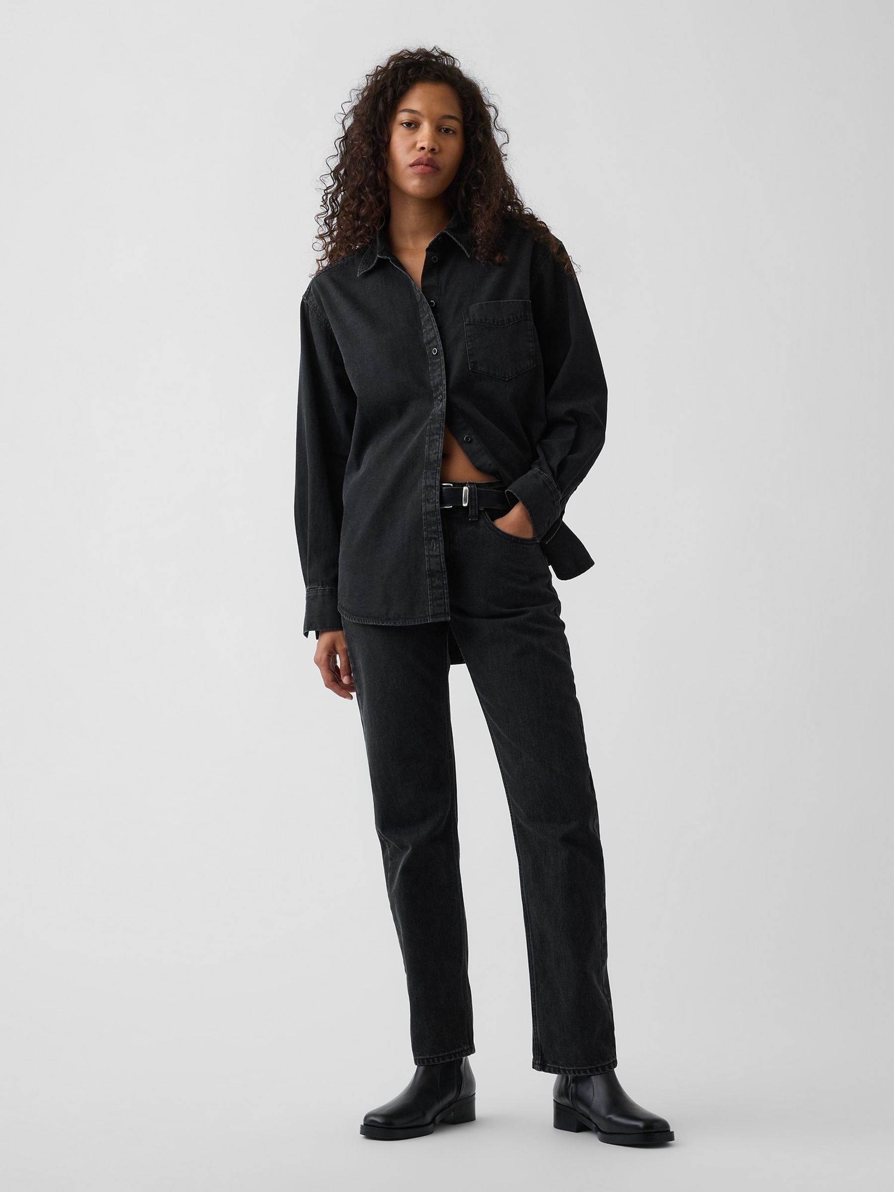 Black Denim Big Shirt - Image 3 of 4