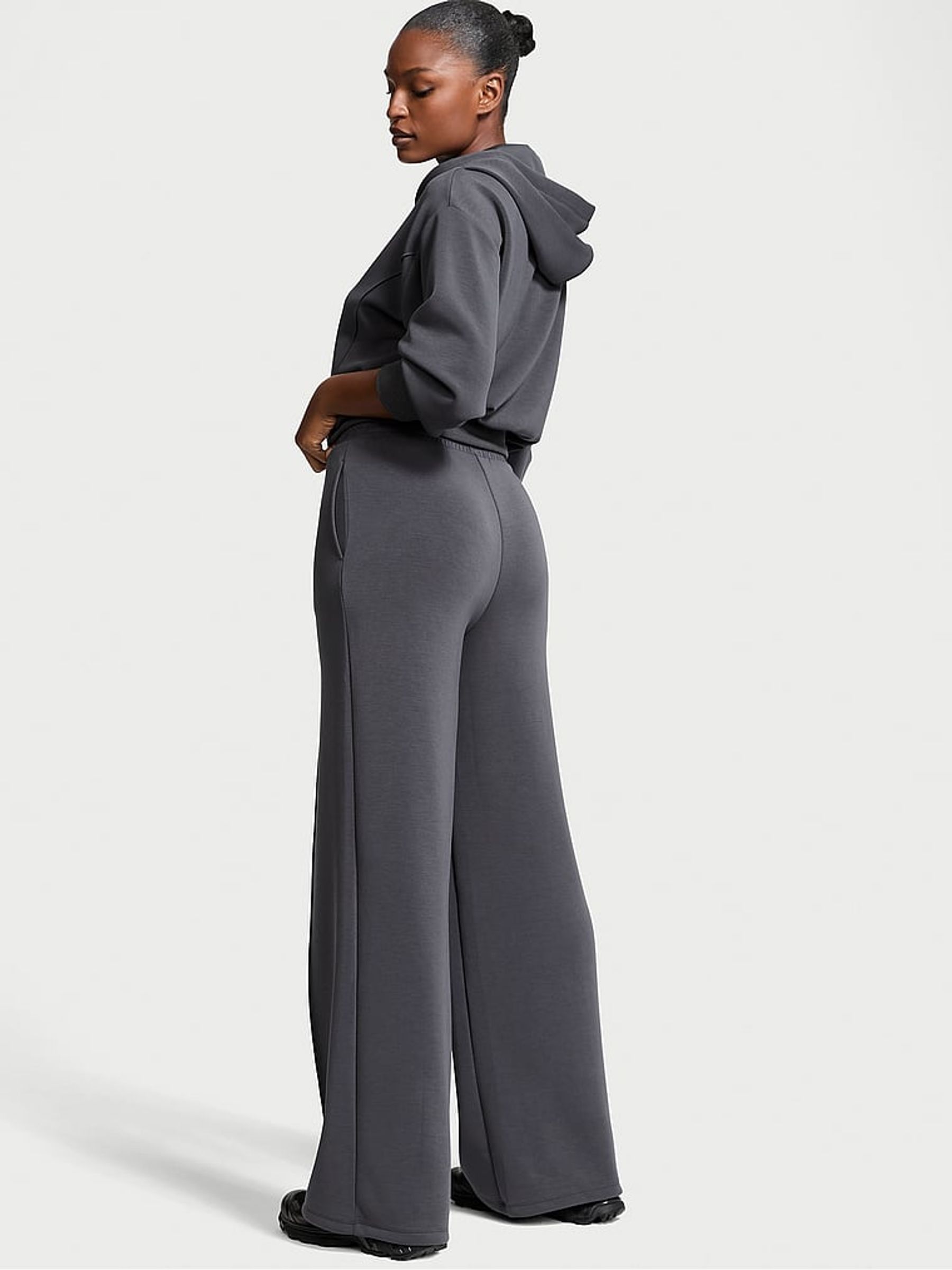 Pure Black Modal Wide Leg Jogger - Image 2 of 5