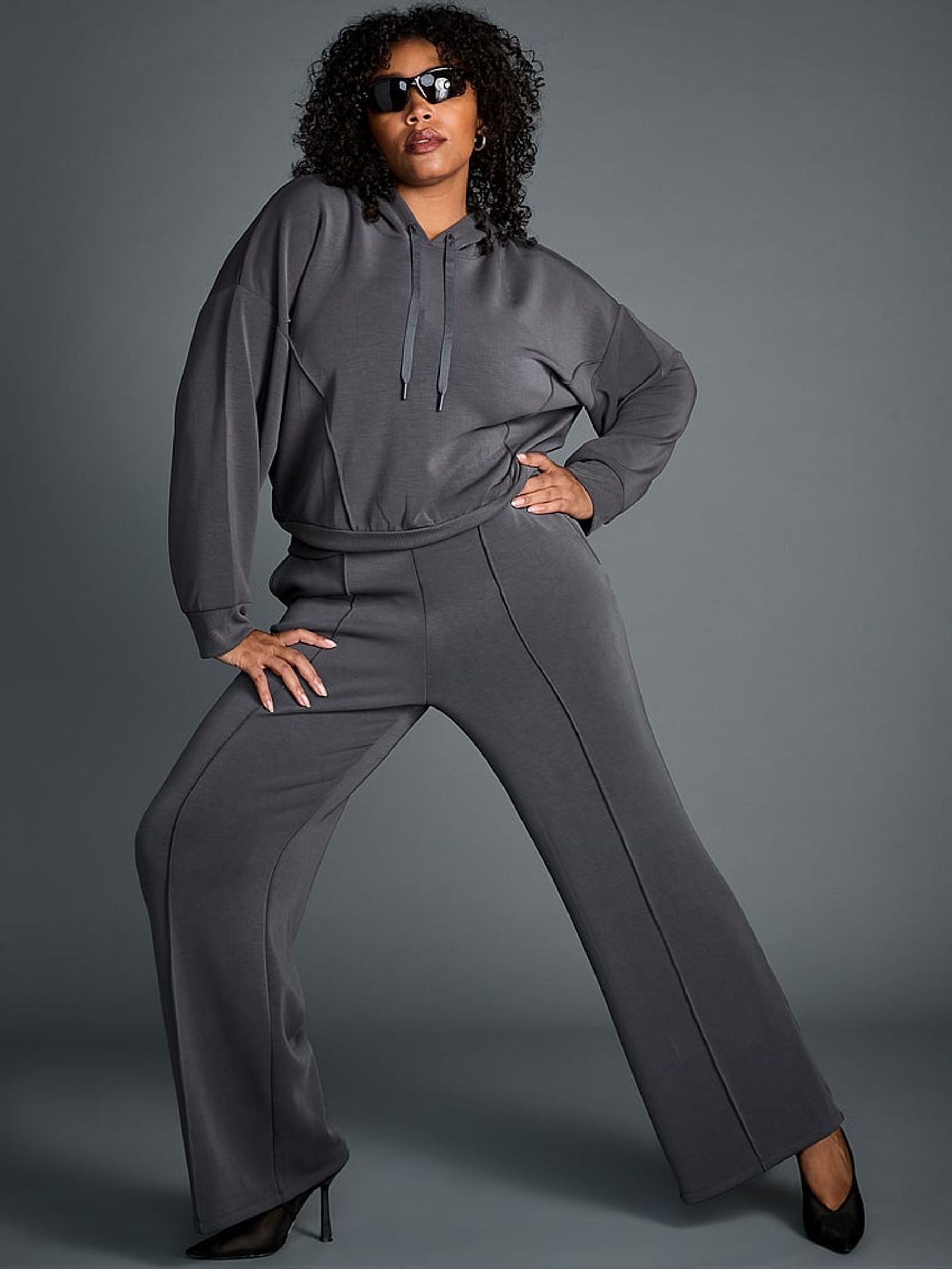 Pure Black Modal Wide Leg Jogger - Image 4 of 5