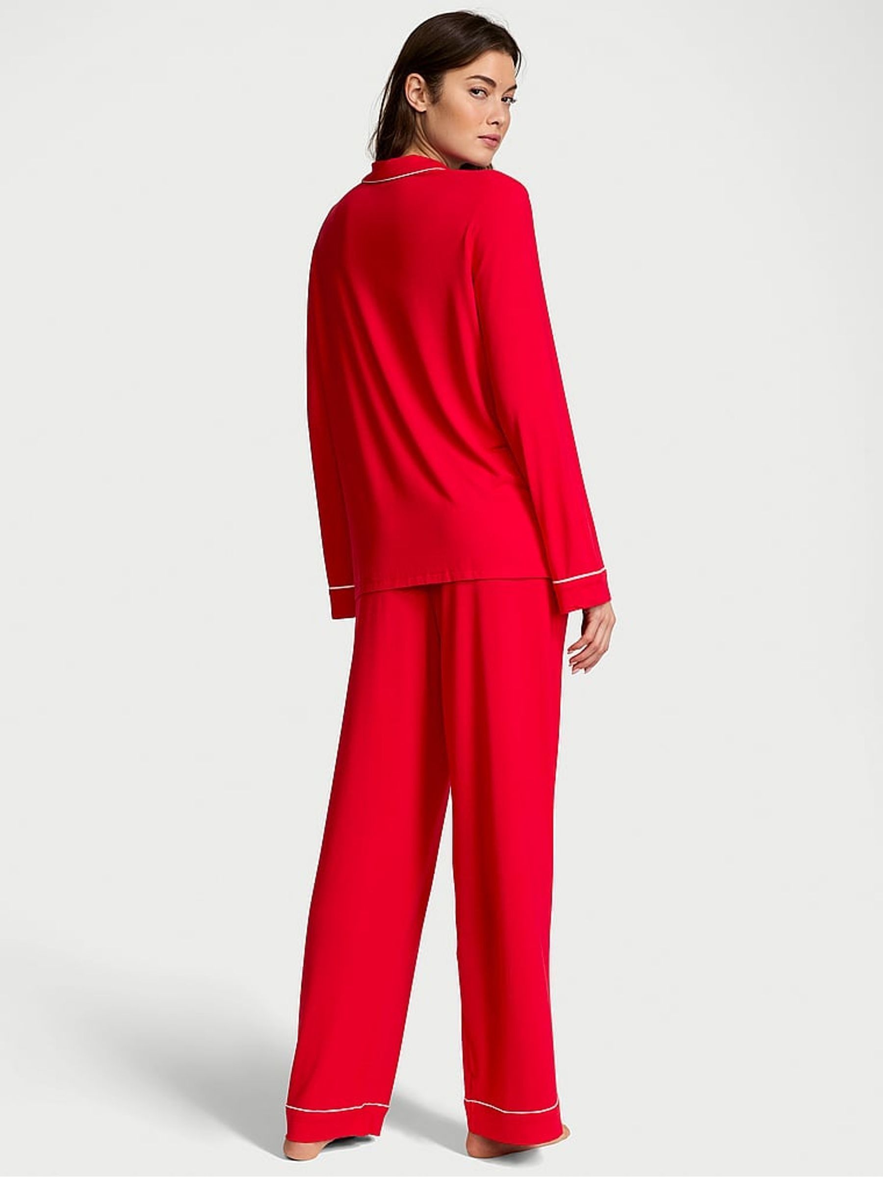 Lipstick Bow Graphic Red Modal Long Pyjama Set - Image 2 of 4