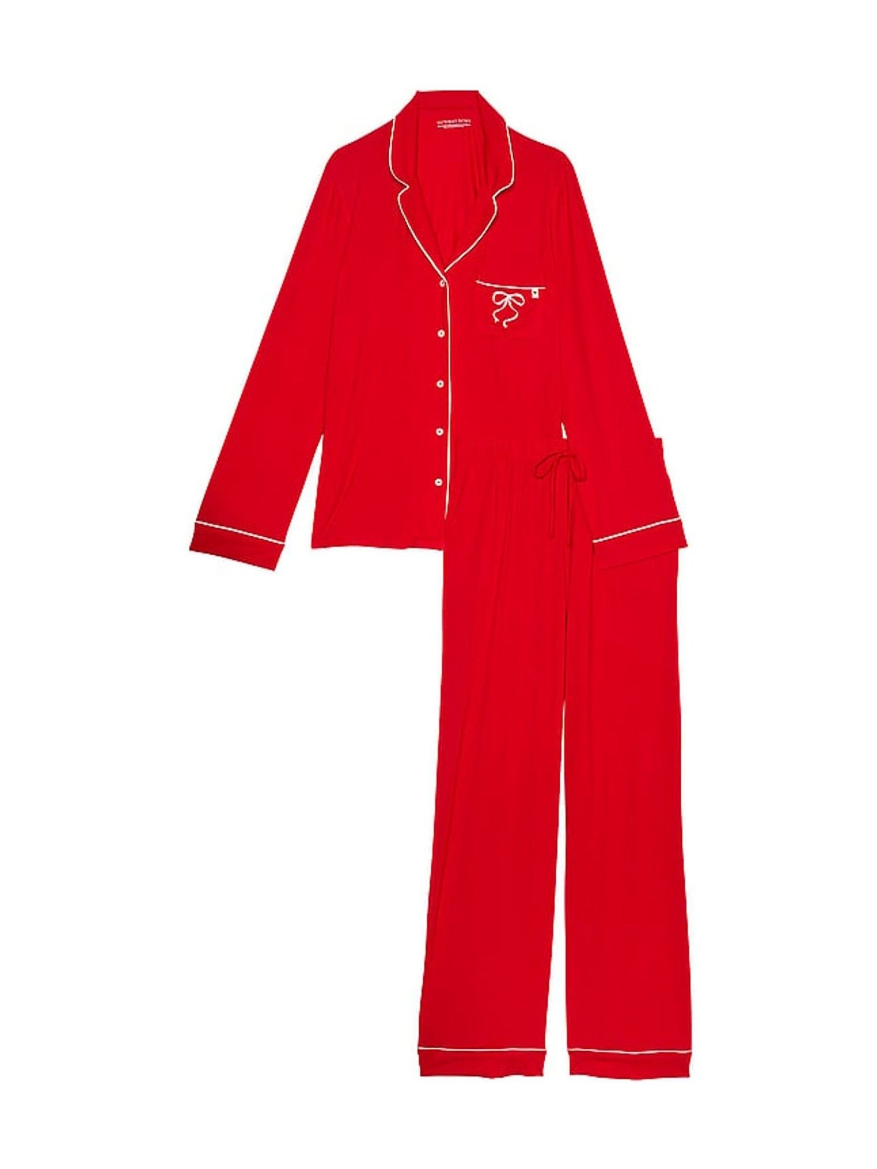 Lipstick Bow Graphic Red Modal Long Pyjama Set - Image 3 of 4
