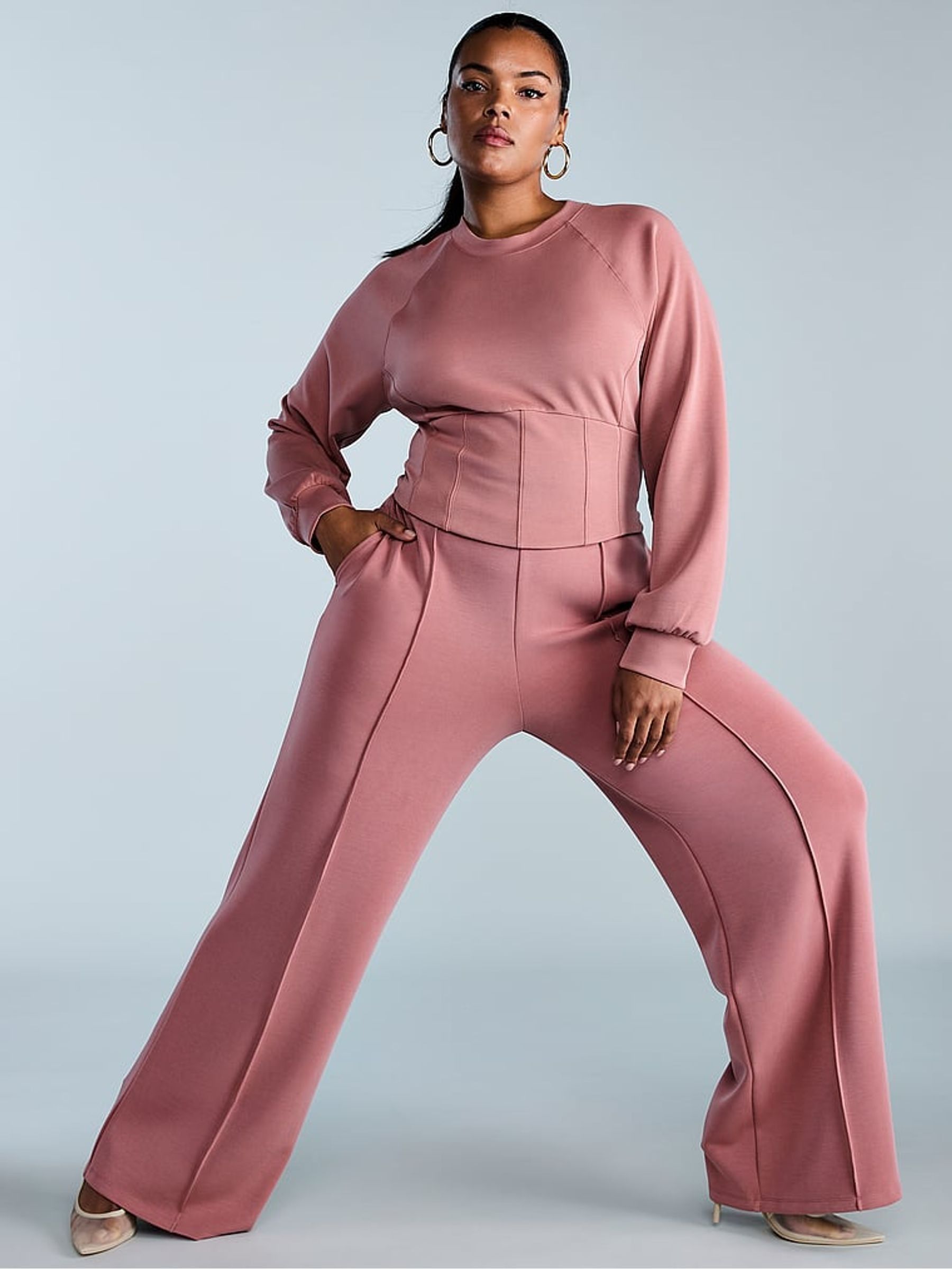 Vintage Rose Pink Modal Wide Leg Jogger - Image 3 of 4
