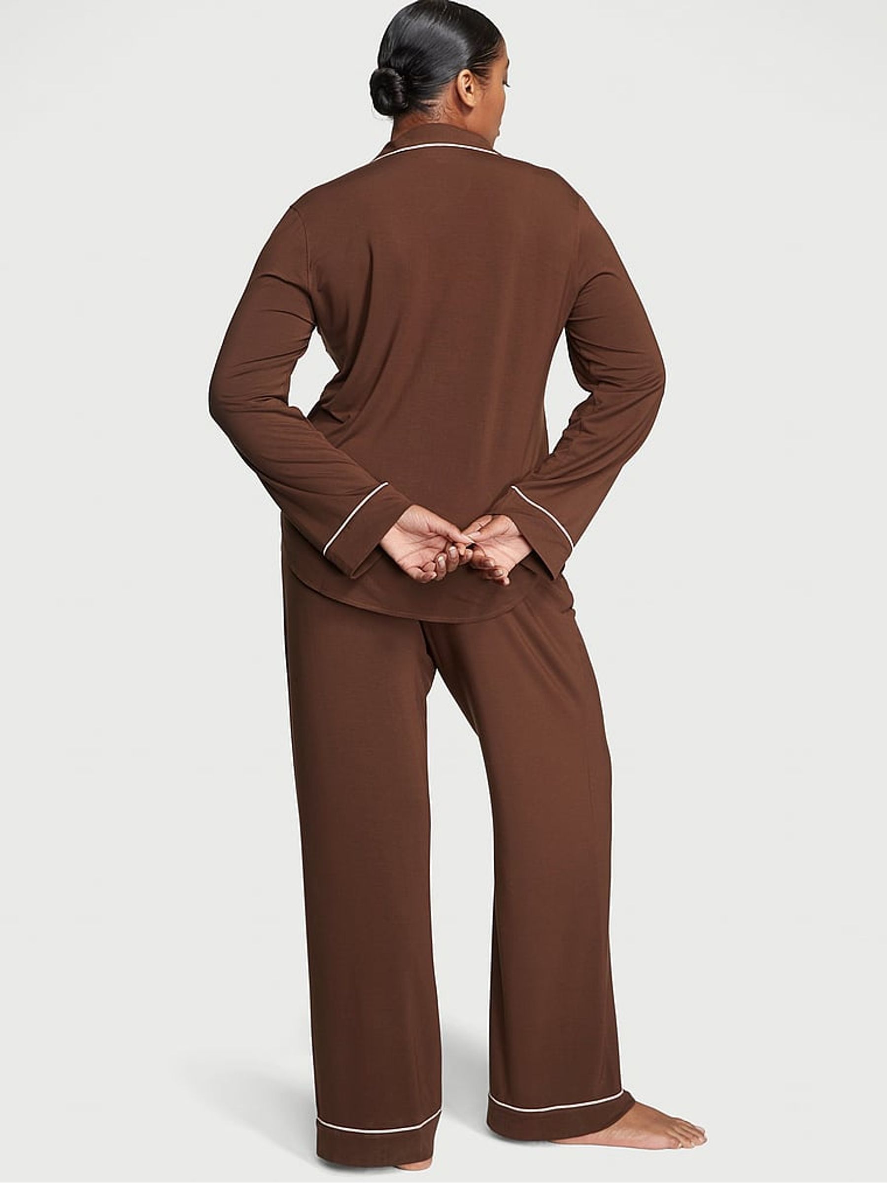 Ganache Brown Modal Long Pyjama Set - Image 2 of 4
