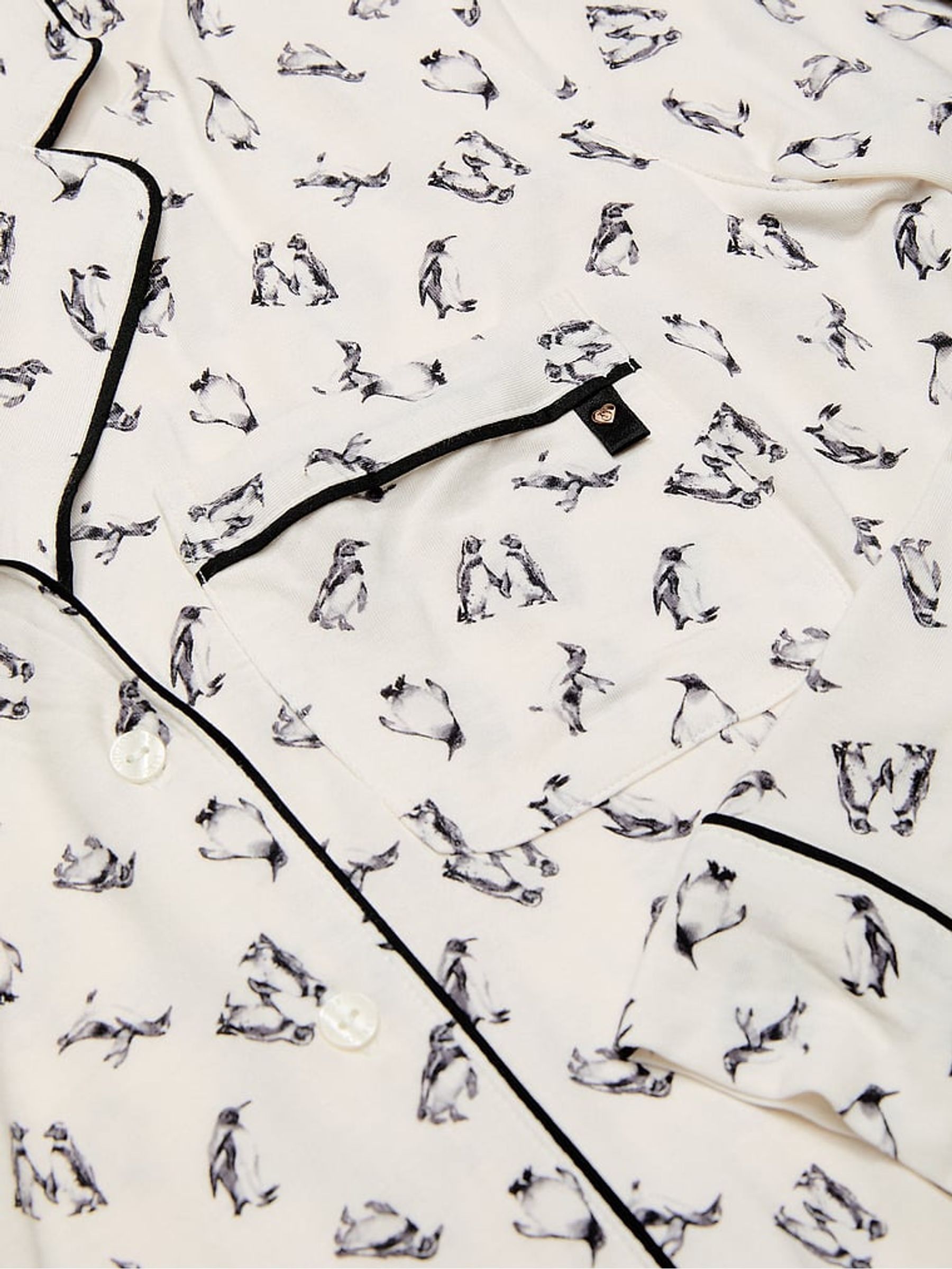 Coconut White Merry Penguins Modal Long Pyjama Set - Image 4 of 4