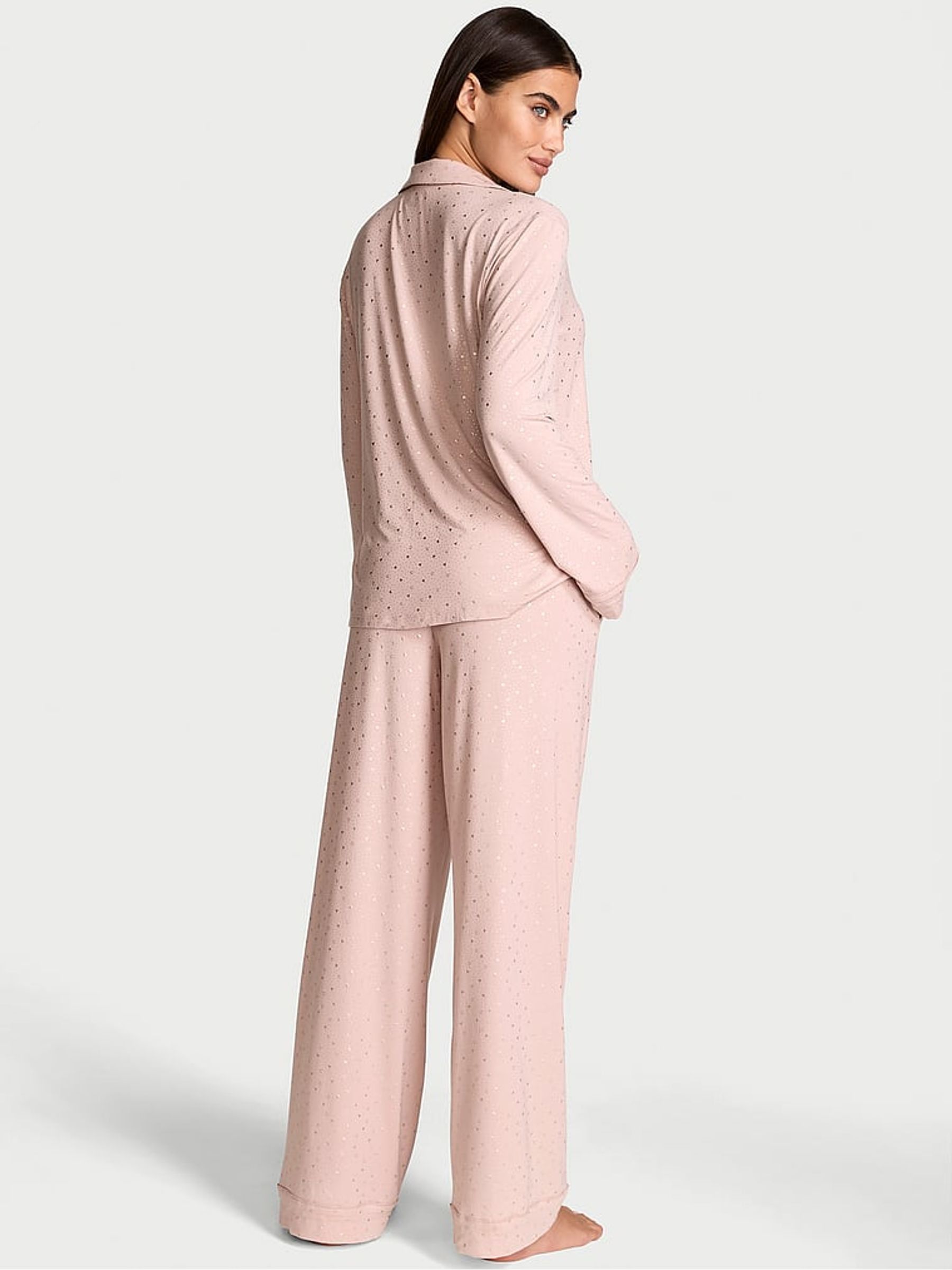 Pink Zinc Foil Heart Dot Modal Long Pyjama Set - Image 2 of 3