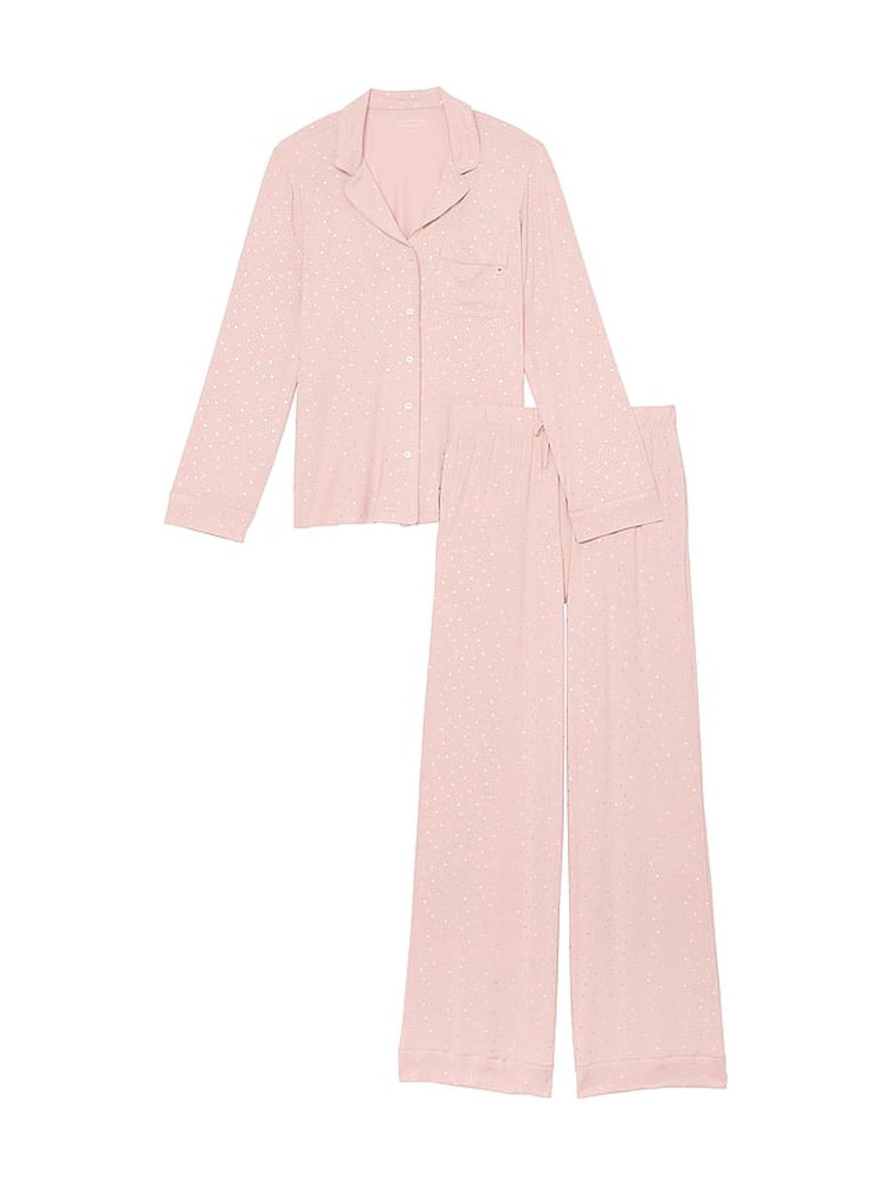 Pink Zinc Foil Heart Dot Modal Long Pyjama Set - Image 3 of 3