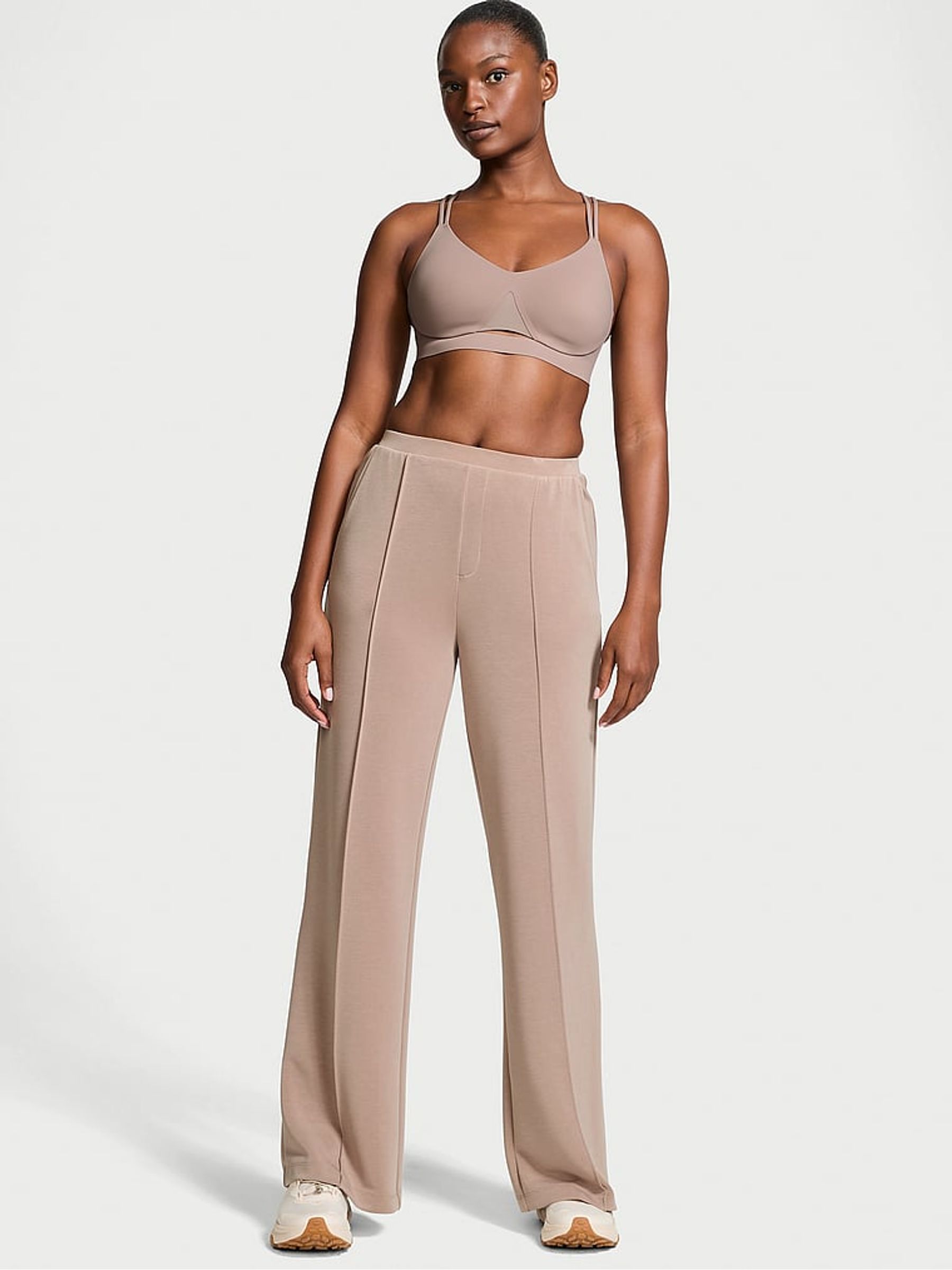 Candelight Rose Nude Wide Leg Featherweight Knit Joggers - Image 1 of 5