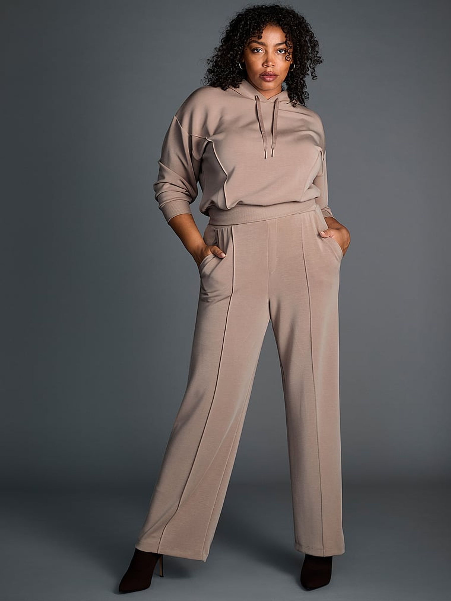 Candelight Rose Nude Wide Leg Featherweight Knit Joggers - Image 3 of 5