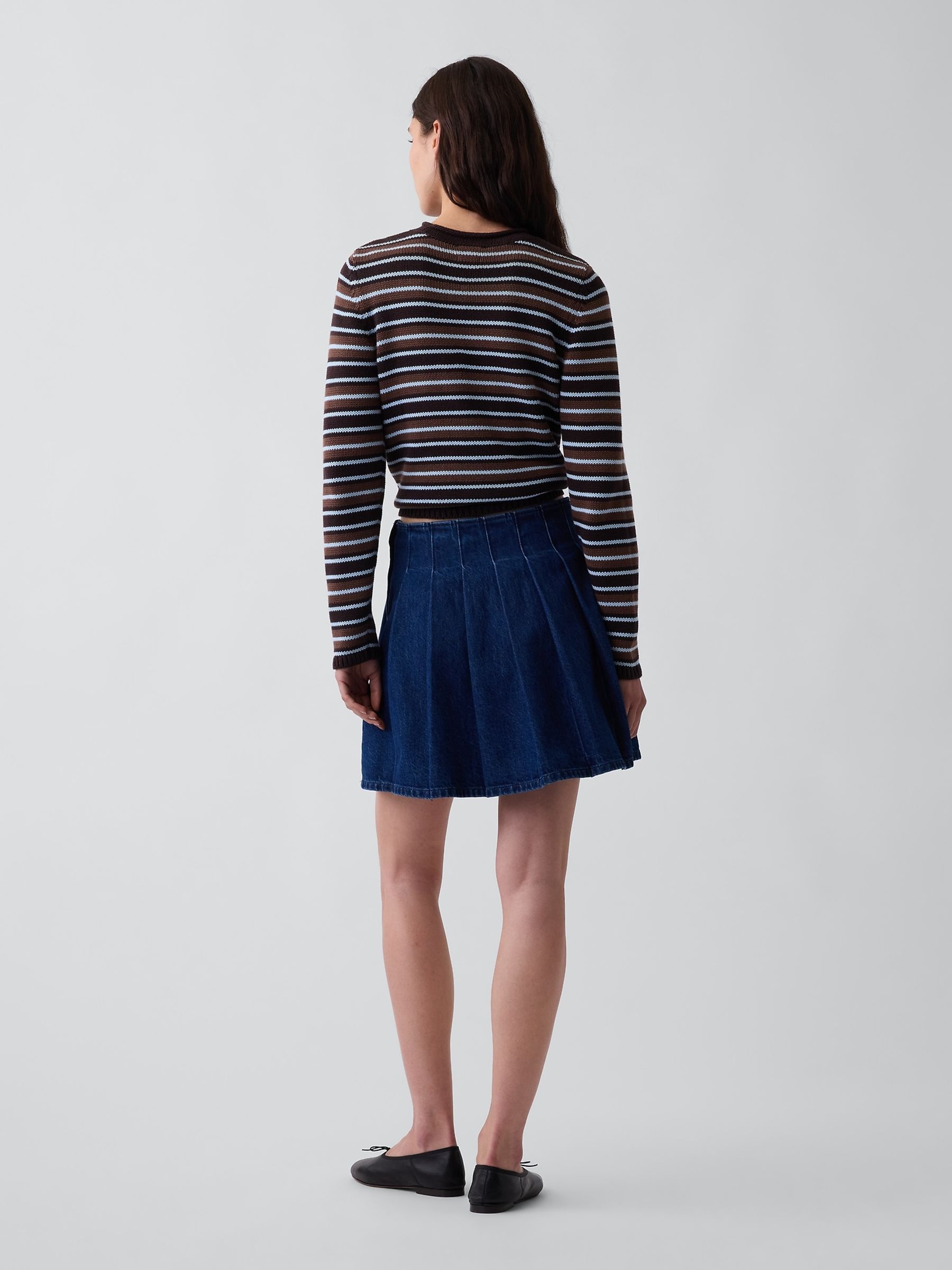 Blue Denim Pleated Mini Skirt - Image 2 of 4