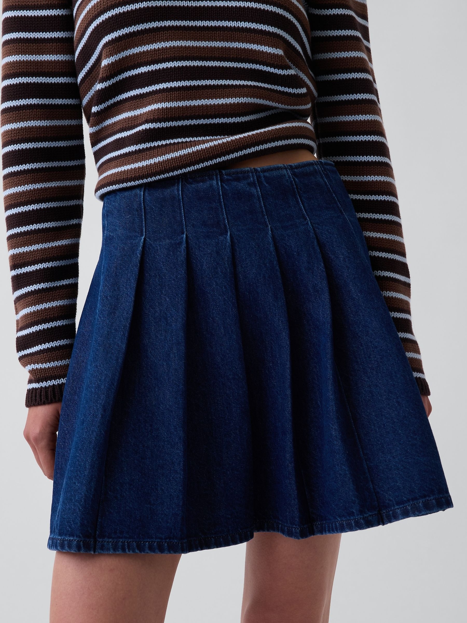 Blue Denim Pleated Mini Skirt - Image 4 of 4