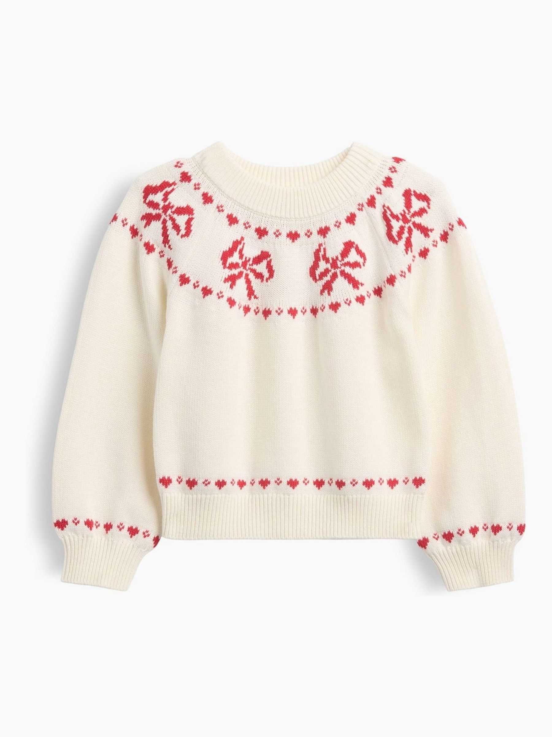 Cream Bow Crew Neck Jumper - Image 1 of 2