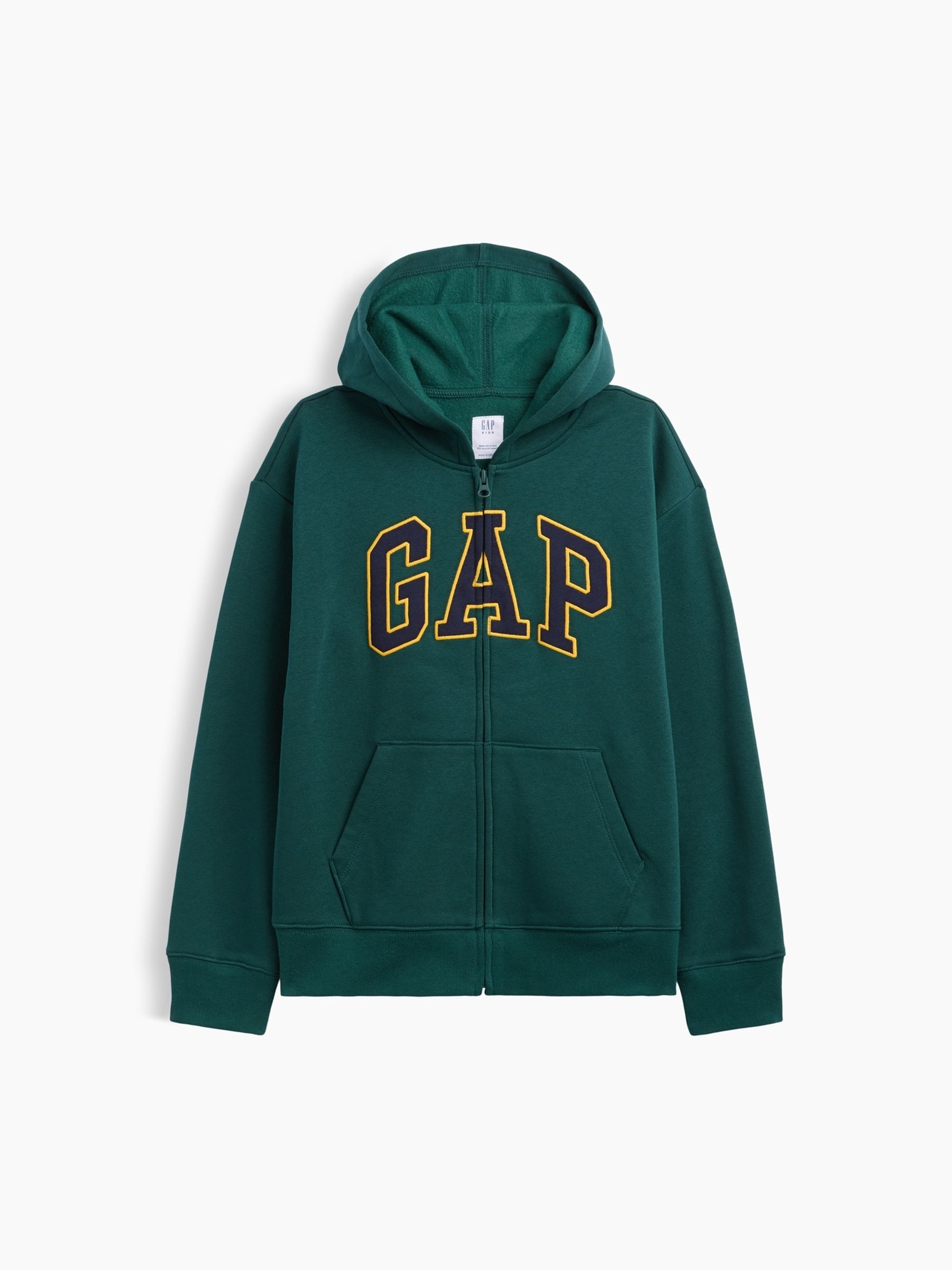 Green/Yellow Relaxed Logo Zip-Up Hoodie - Image 1 of 3