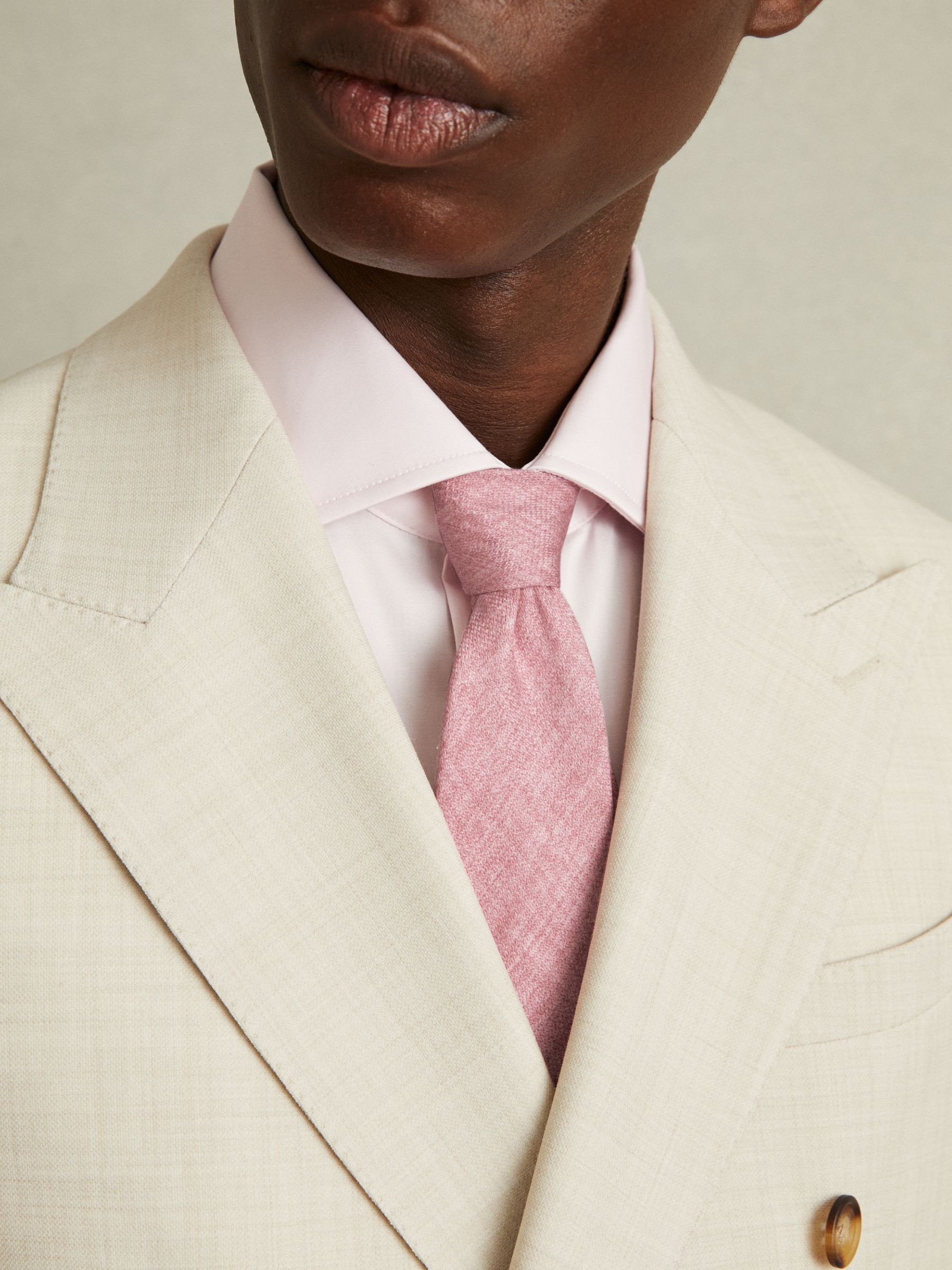 Melange Silk Tie in Soft Pink Melange - Image 2 of 5