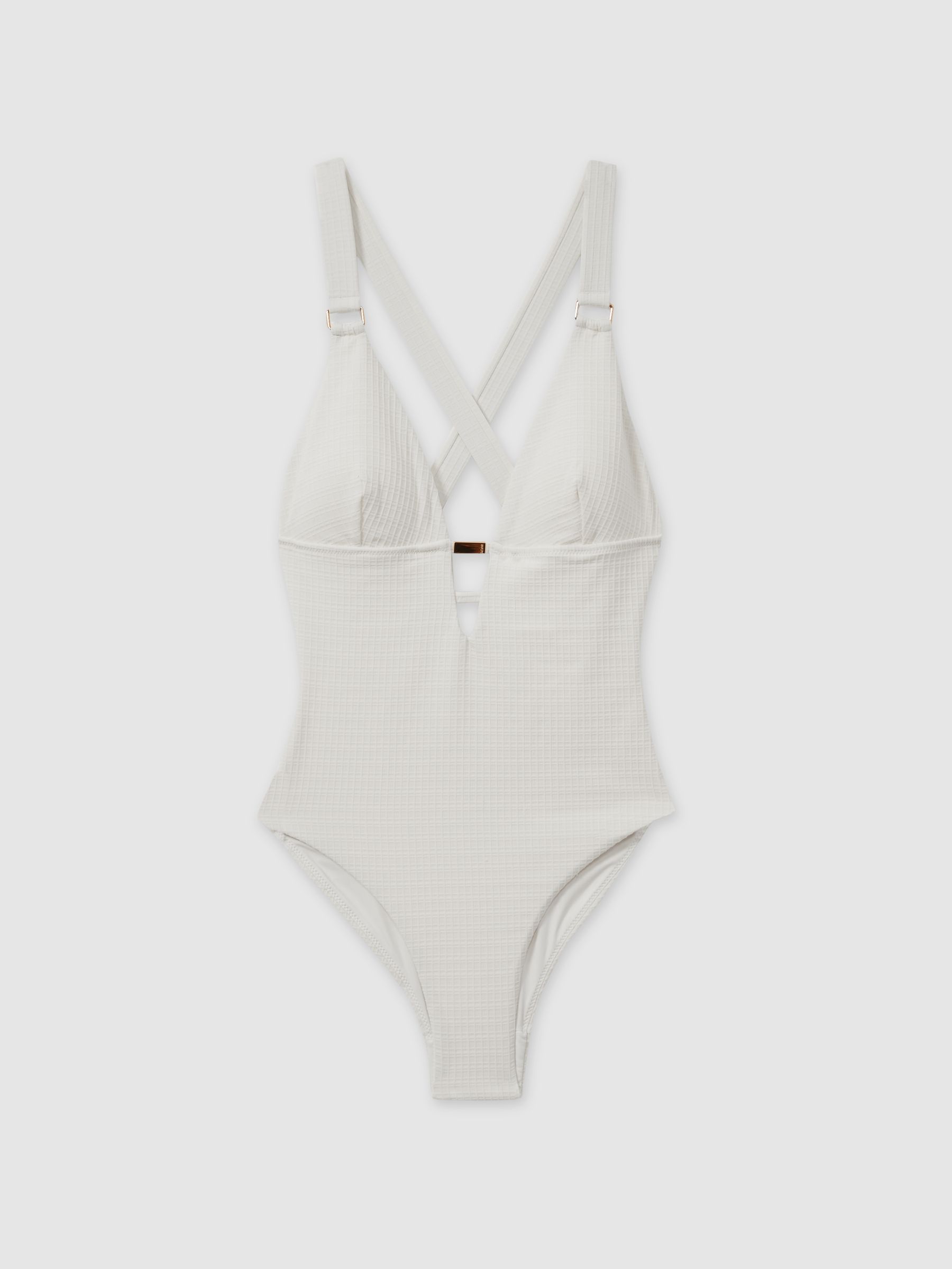 Freda White Textured Cross-Back Swimsuit - Image 2 of 5