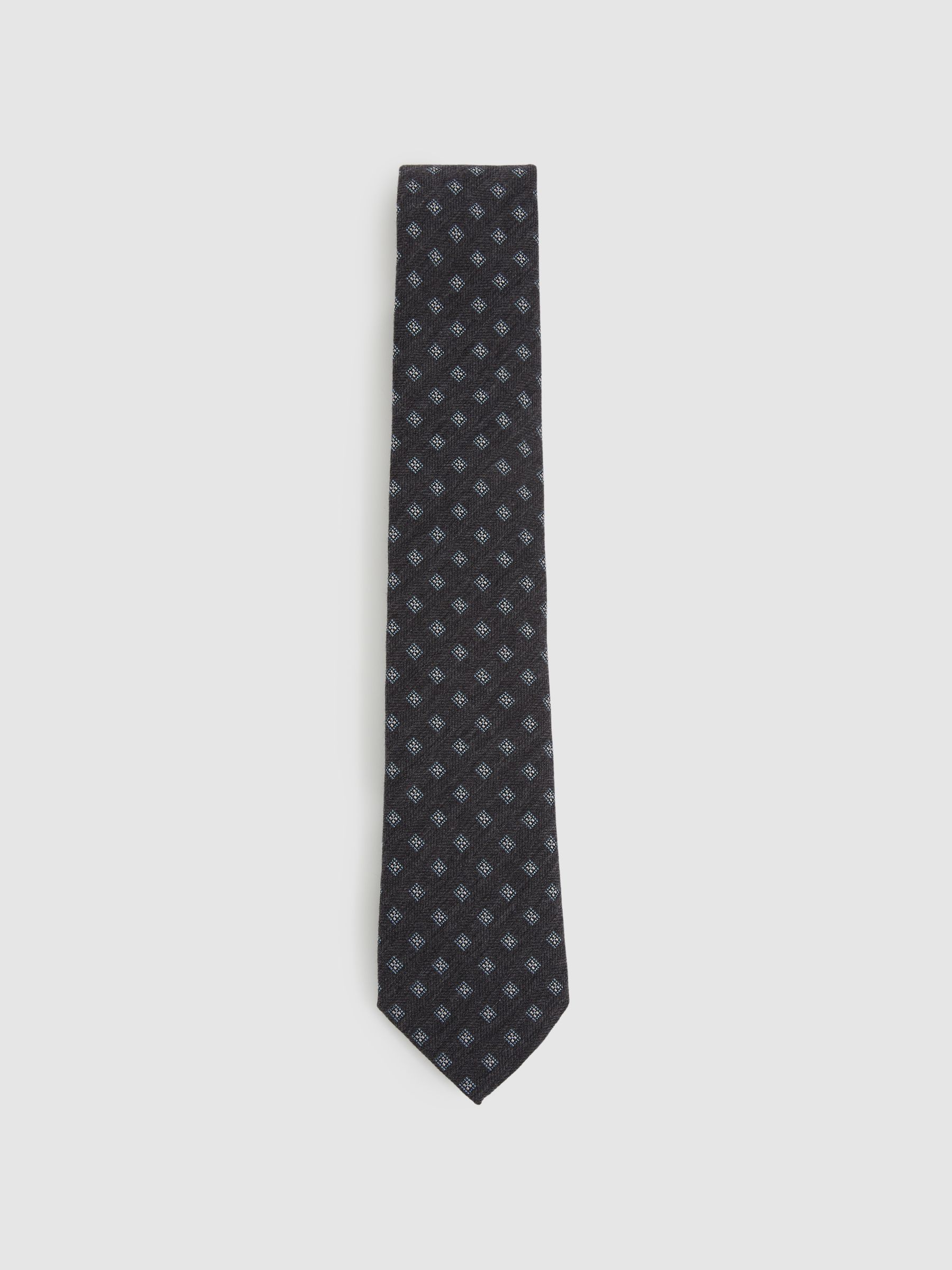 Wool-Silk Foulard Textured Tie in Charcoal - Image 1 of 5