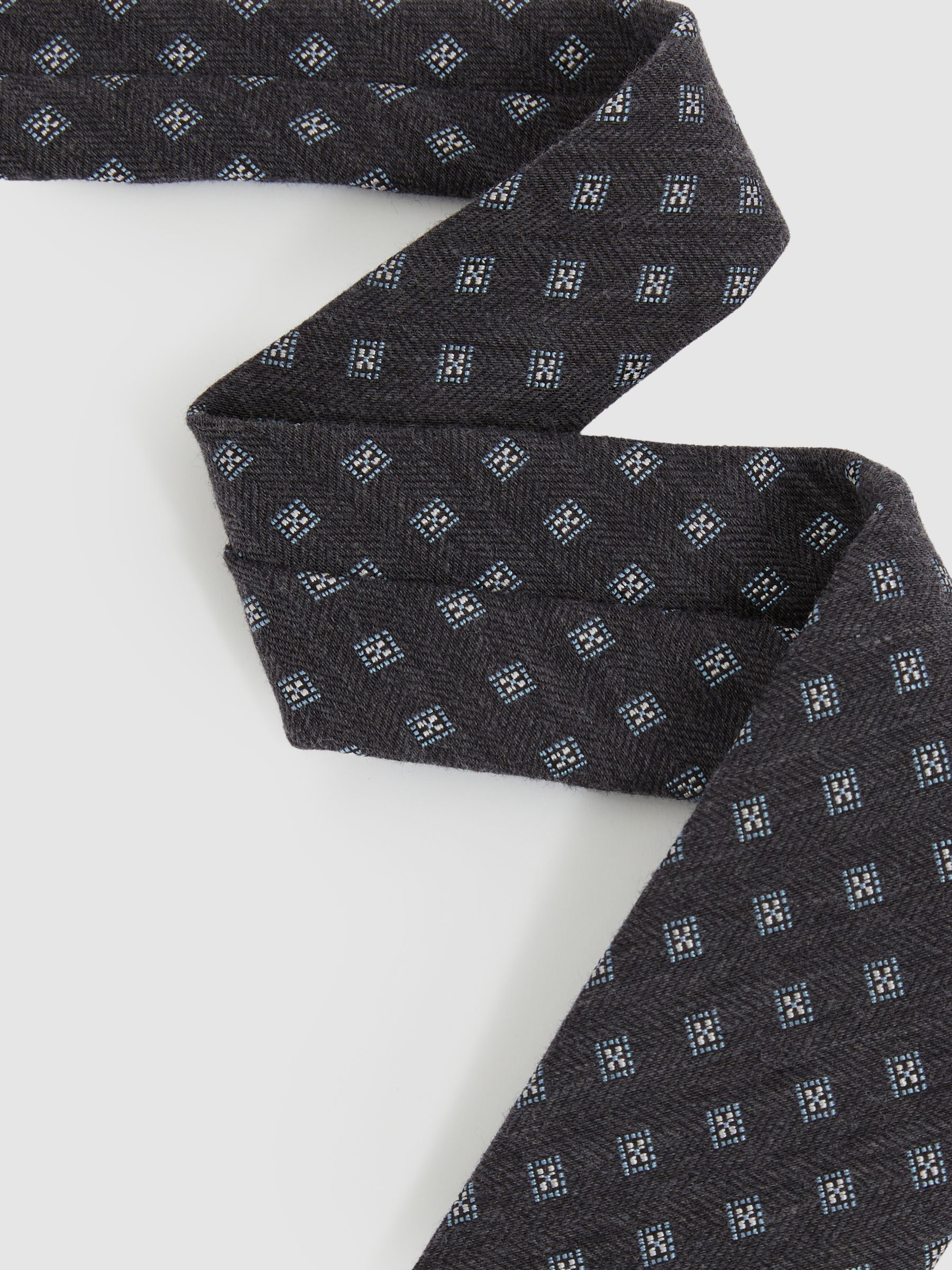 Wool-Silk Foulard Textured Tie in Charcoal - Image 3 of 5