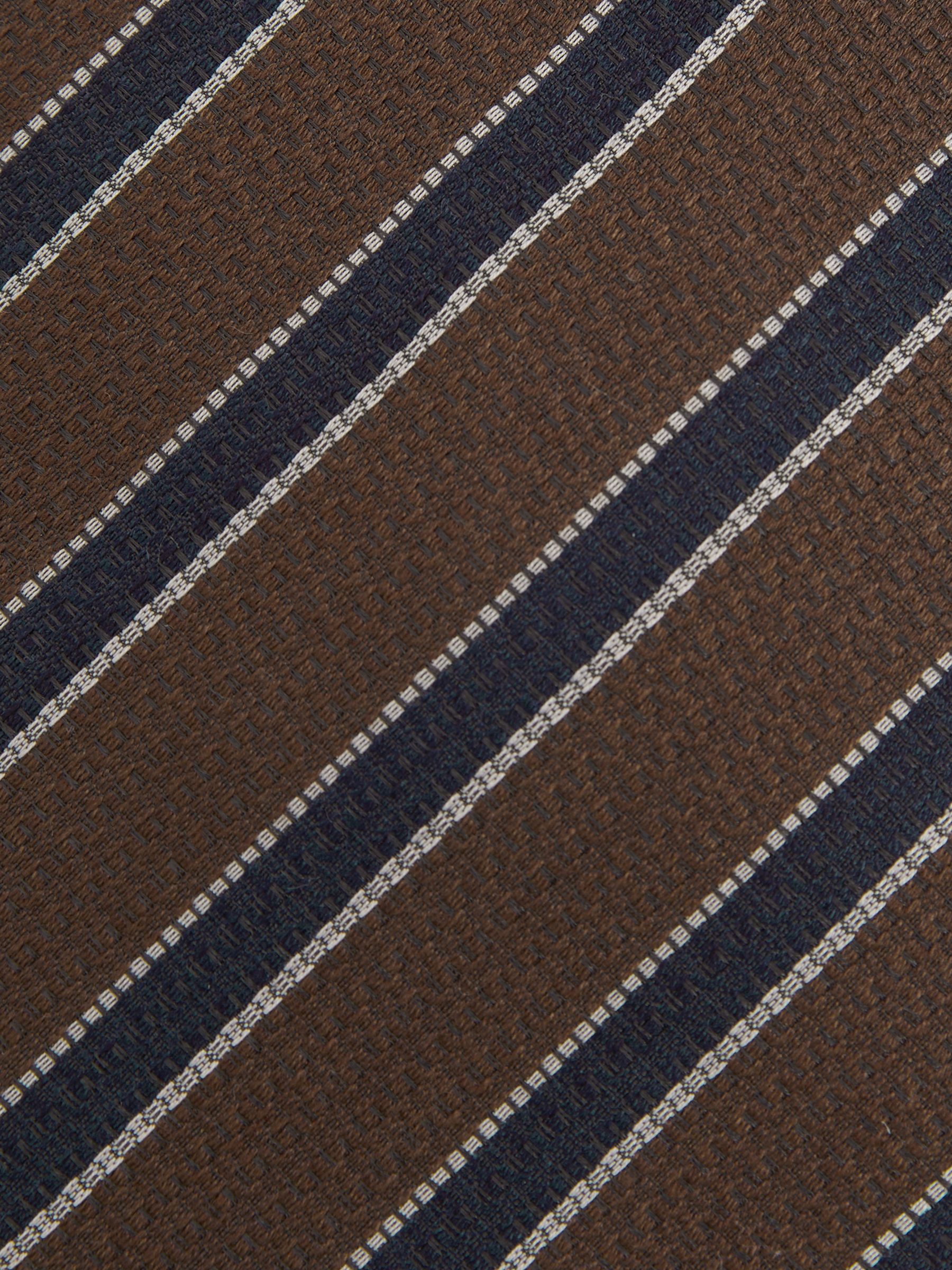 Textured Striped Tie in Tobacco/Navy - Image 5 of 5